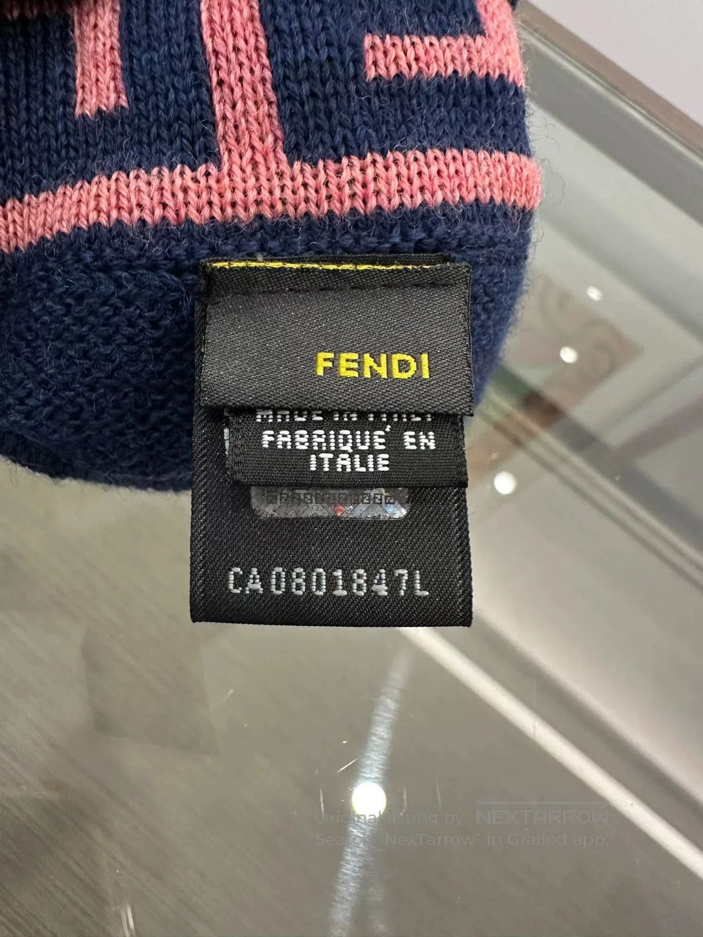 Fendi Fendi Pink Double F Logo Navy Wool Gloves. Size ONE SIZE - 4 Thumbnail