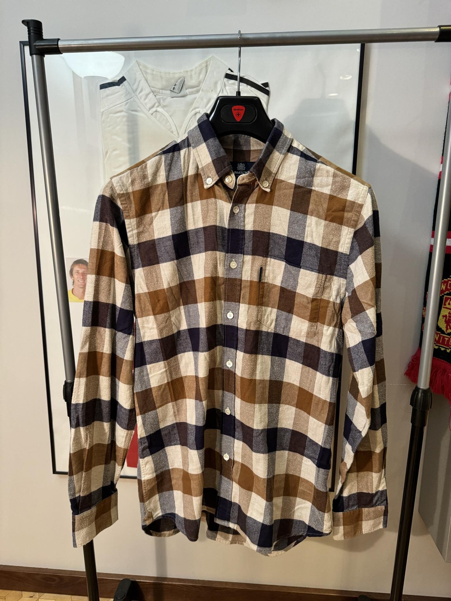 Aquascutum Flannel Checked Pattern Shirt M
