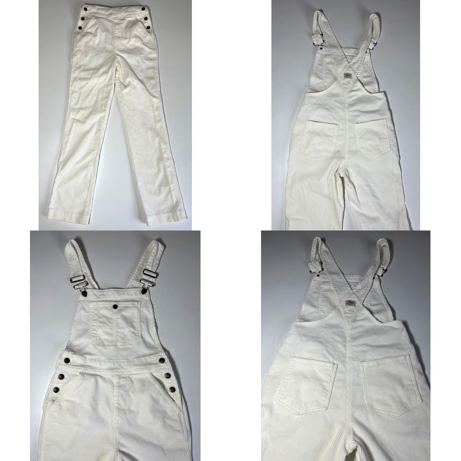 Faherty Faherty Women's Corduroy Overalls Pants Solid Ivory 90s Organic Cotton S Women's Walker Corduroy Overalls Size 28" / US 6 / IT 42 - 8 Thumbnail