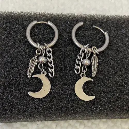 Sterling Silver 925 Silver Plated Moon Dangle Drop Earrings for Men Women Size ONE SIZE - 2 Thumbnail