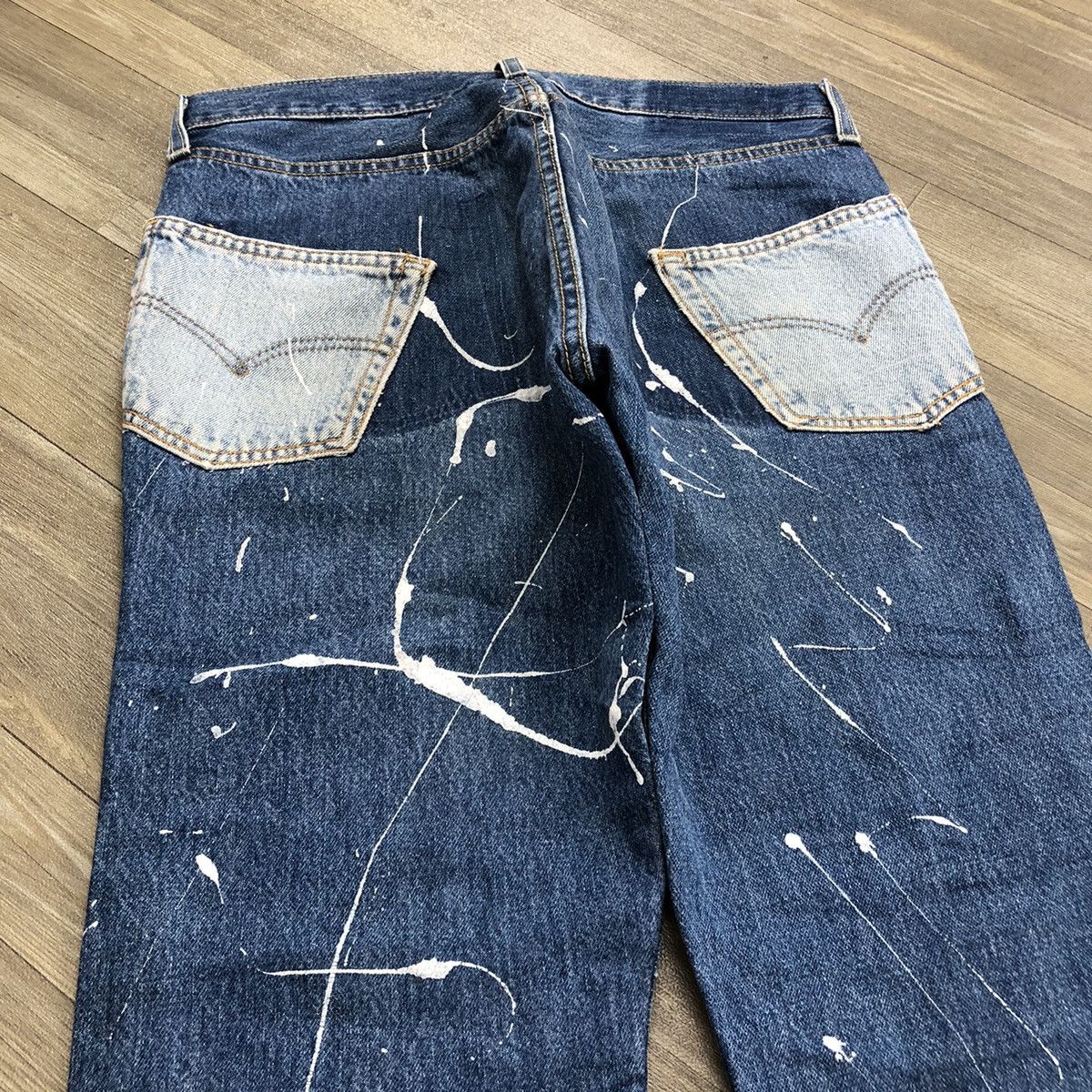 Levi's 90s Vintage Levis 501 USA Rework Painted Custom Blue Jeans Size US 34 / EU 50 - 21 Thumbnail