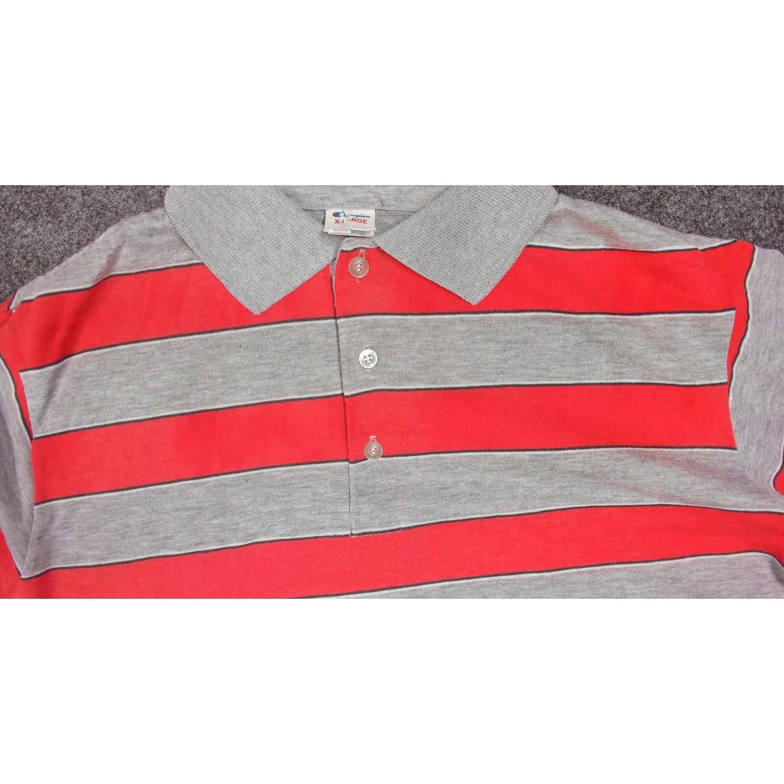 Champion 80s Champion Tri-Blend Single Stitch Striped Polo XL Size US XL / EU 56 / 4 - 11 Thumbnail