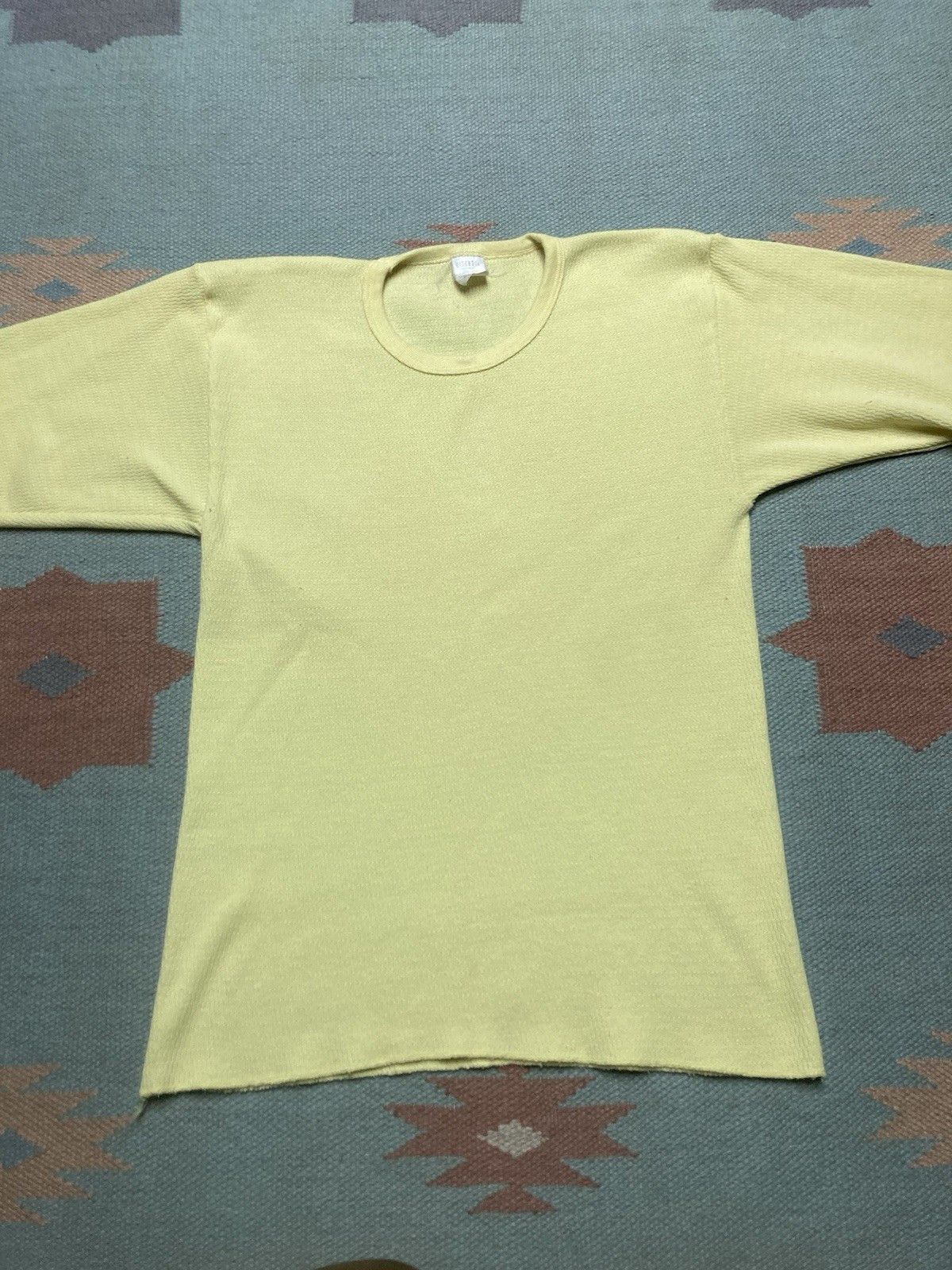 Vintage 80s 90s waffle knit thermal shirt base pale women’s large Size L / US 10 / IT 46 - 2 Thumbnail