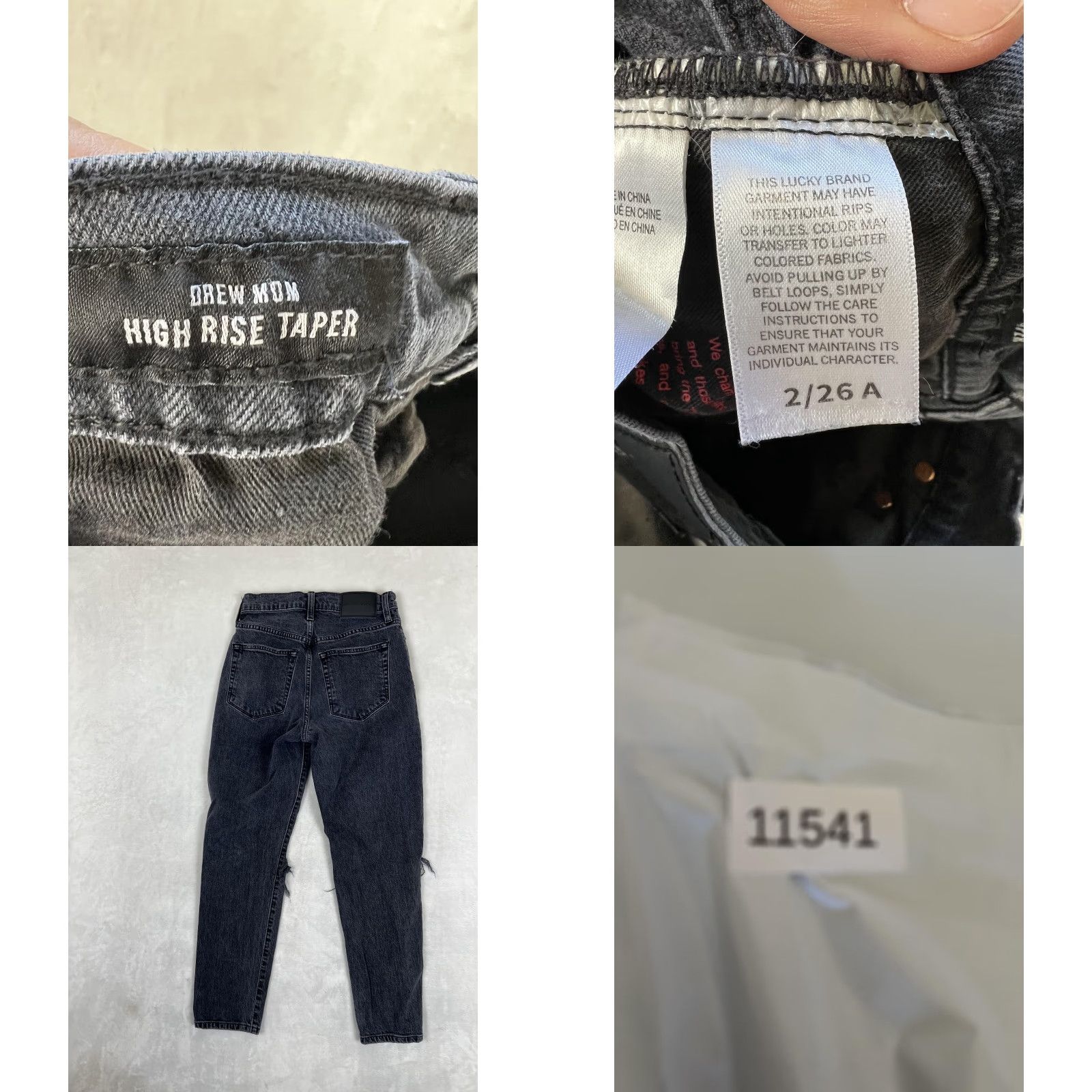Lucky Brand Lucky Brand High Rise Mom Drew Jeans Womens 2/26 Charcoal Gray Distressed Denim Jeans Women Size 26" / US 2 / IT 38 - 8 Thumbnail