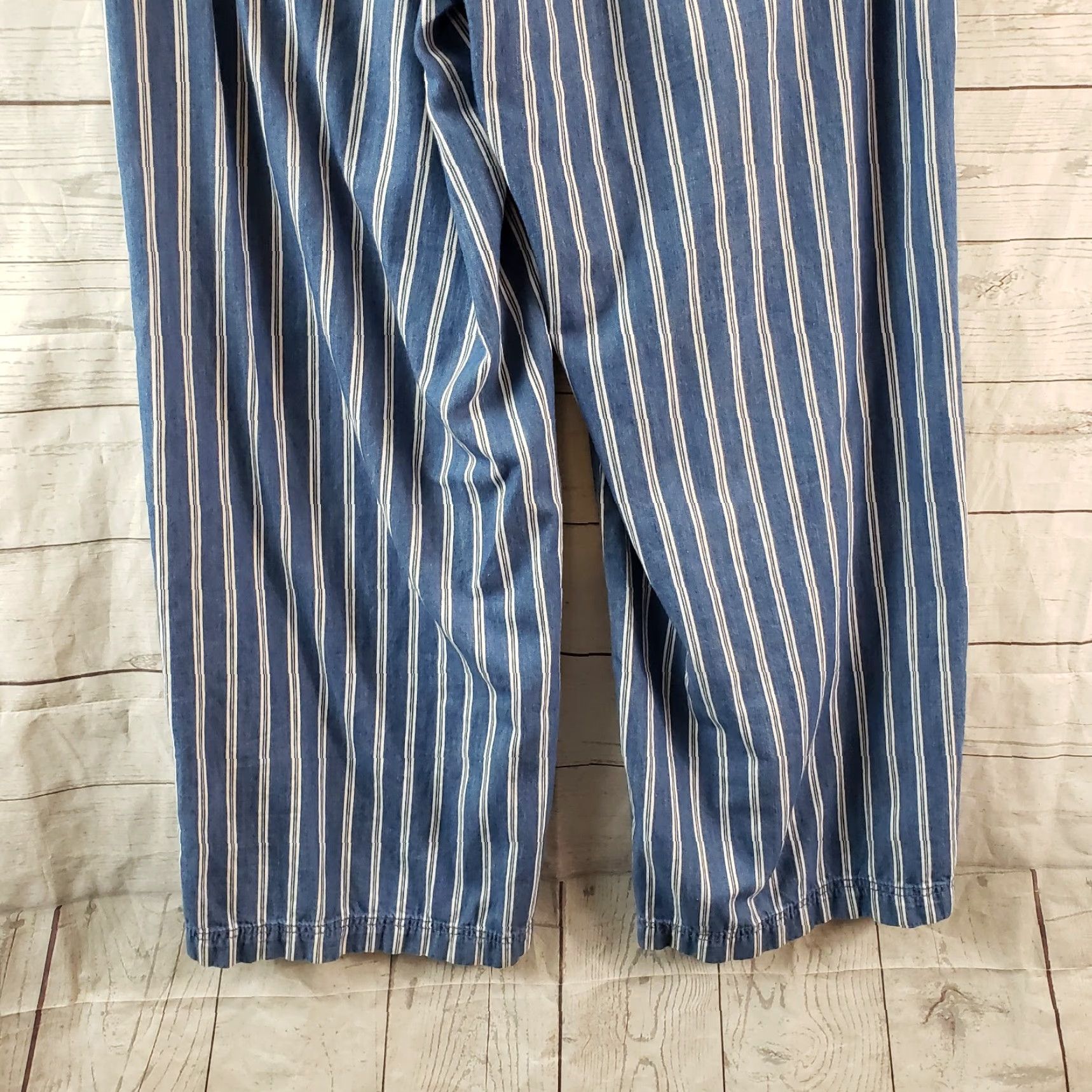 American Eagle Outfitters American Eagle Womens Wide Leg Pants Sz 4 Blue White Stripe High Rise Cotton Size 27" / US 4 / IT 40 - 5 Thumbnail