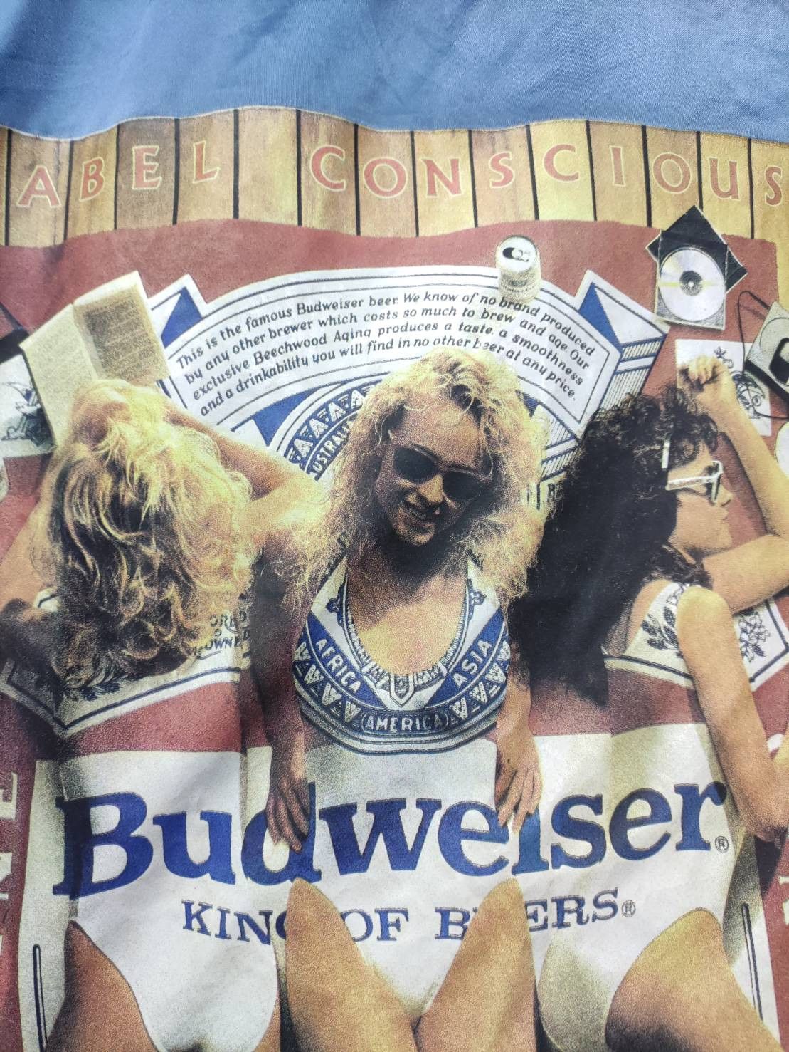 Budweiser Vtg 80's Budweiser Beer Label Conscious Promo USA Bomber Size US XL / EU 56 / 4 - 14 Thumbnail