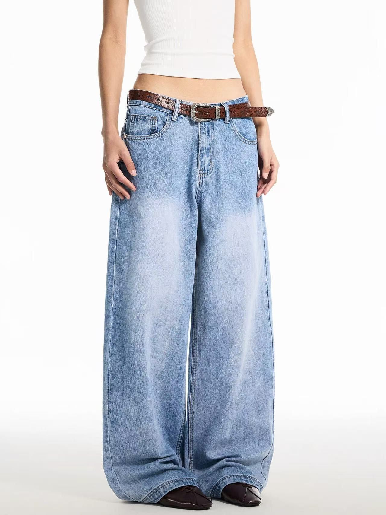 Vintage Retro washed cleanfit blue straight leg jeans for men Size US 32 / EU 48 - 2 Thumbnail