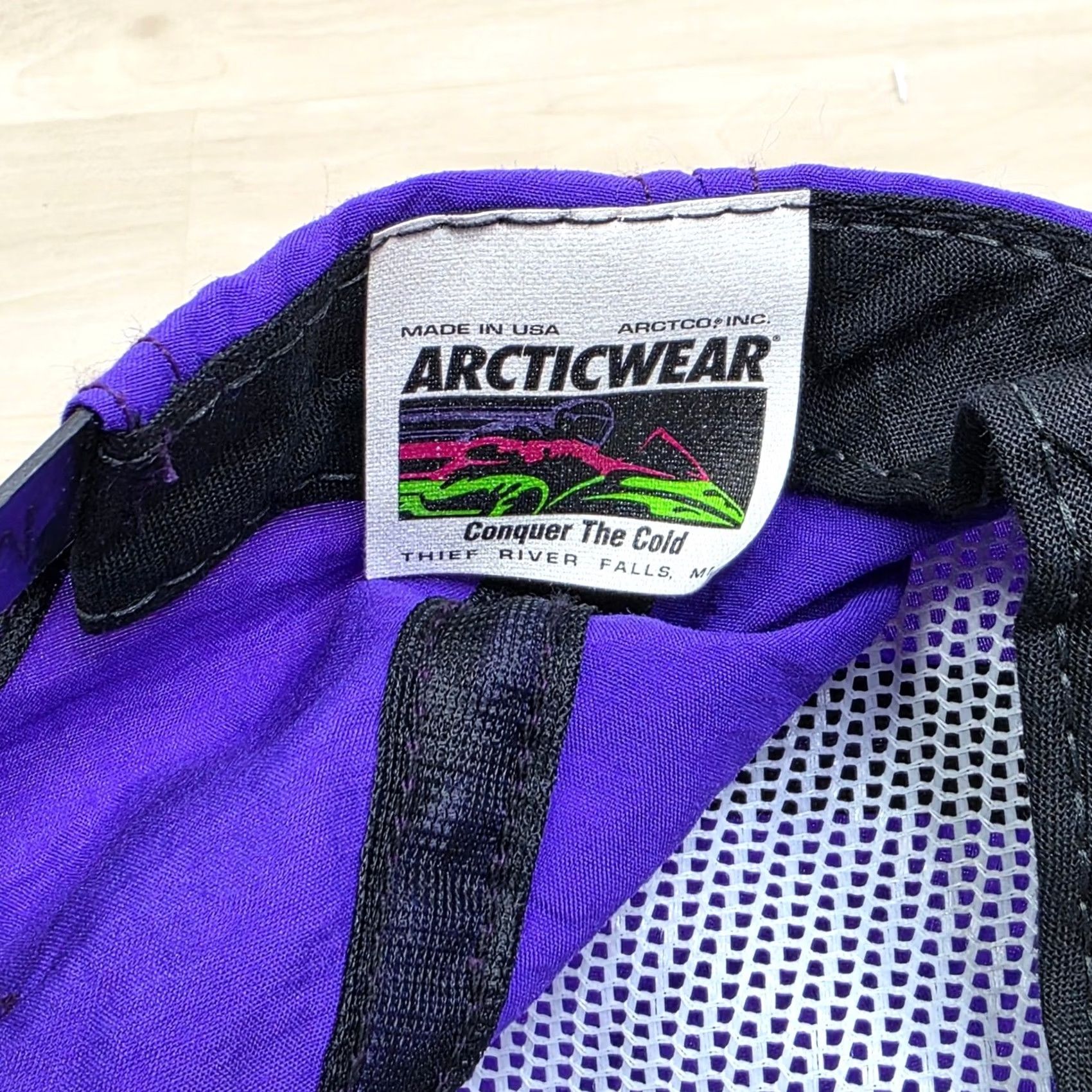 Vintage VINTAGE Arctic Cat Cat's Pride Snapback Hat Purple Teal Nylon Made in USA Size ONE SIZE - 7 Thumbnail