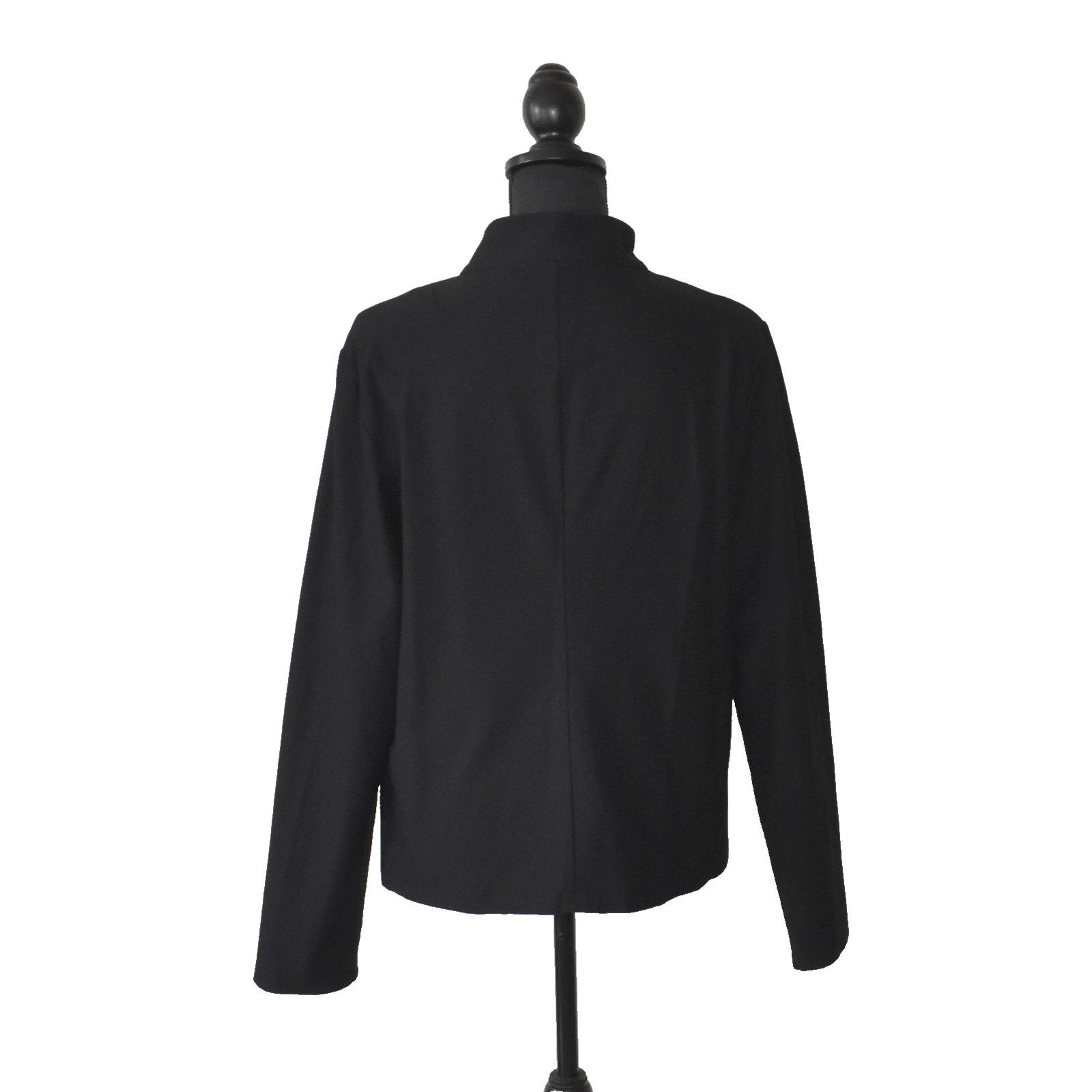 Eileen Fisher EILEEN FISHER Black Viscose/Nylon Full Zip Front Jacket Sz L Size L / US 10 / IT 46 - 3 Thumbnail