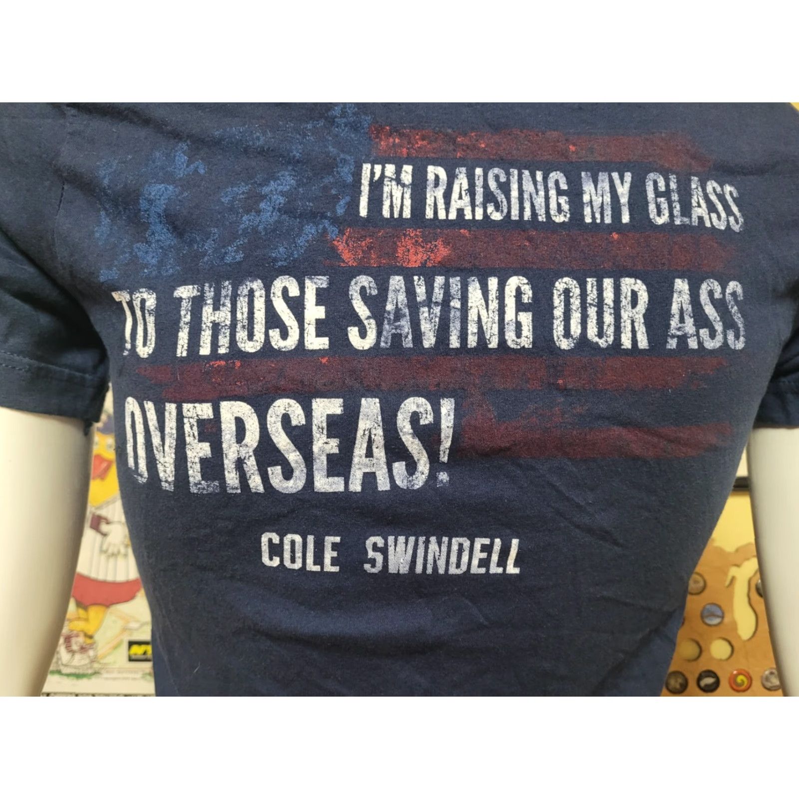 Vintage Cole Swindell Raising My Glass T Shirt Small USA Flag Country Nice Tour Concert Shirt Mens Small Blue Cotton Blend Graphic Tee Band Theme USA 90s? Size US S / EU 44-46 / 1 - 4 Thumbnail