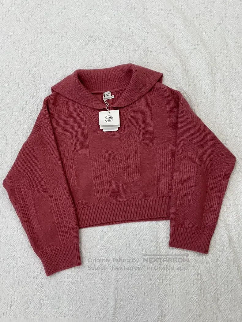 Hermes Hermes 25 Fall/Winter Pink Collar Knit Long Sleeve Top Size XXS / US 00 / IT 34 - 1 Thumbnail