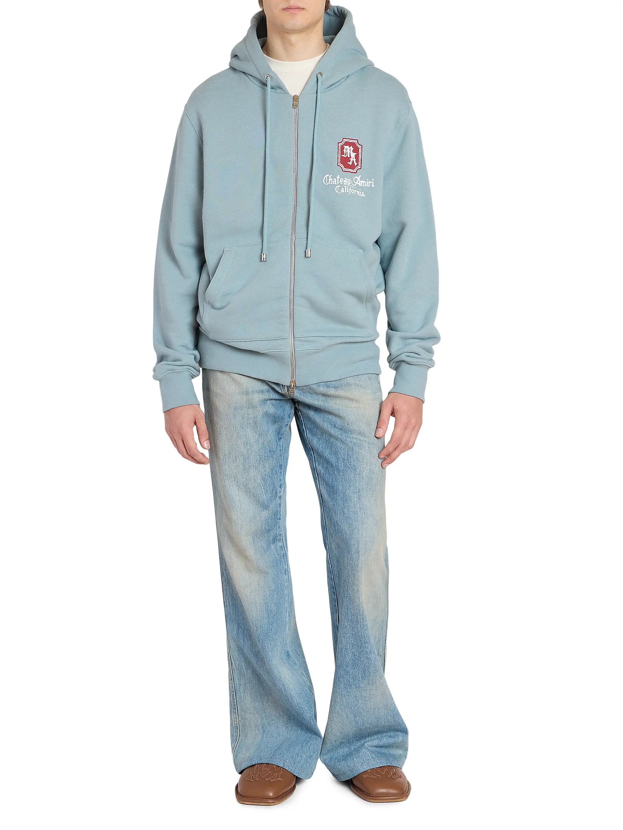 Amiri os11x0526 MA Chateau Full-Zip Hoodie in Blue Size US L / EU 52-54 / 3 - 2 Thumbnail
