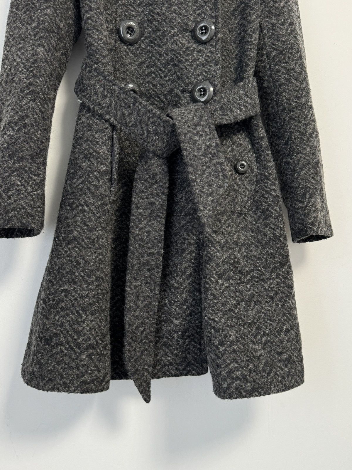 Miss Sixty Miss Sixty Women’s Gray Coat Red Faux Collar Double Breasted Size S / US 4 / IT 40 - 4 Thumbnail