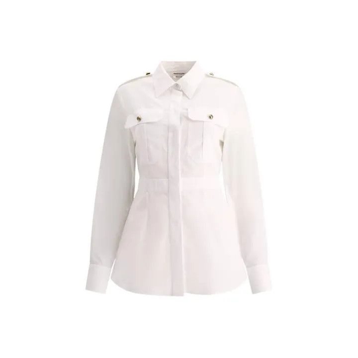 Alexander McQueen Alexander McQueen White Long Sleeve Blouse 0079 Size M / US 6-8 / IT 42-44 - 1 Thumbnail