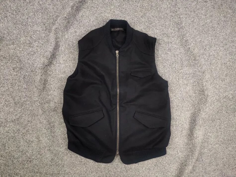 Won Hundred Design Orville Wool Navy Zip pocket vest jacket