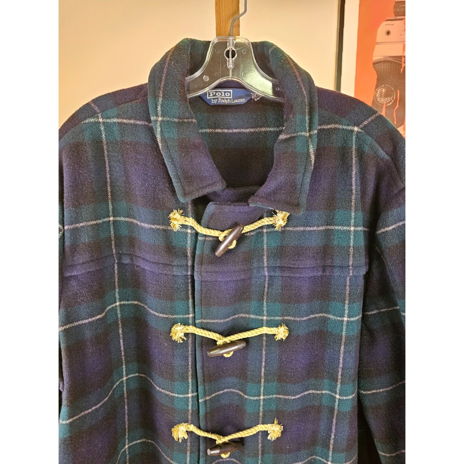 Polo Ralph Lauren VINTAGE POLO RALPH LAUREN PLAID CHECK WOOL DUFFLE COAT SZ XLARGE COAT Mens Duck Wool Duﬀle 90's Green Size US XL / EU 56 / 4 - 2 Thumbnail