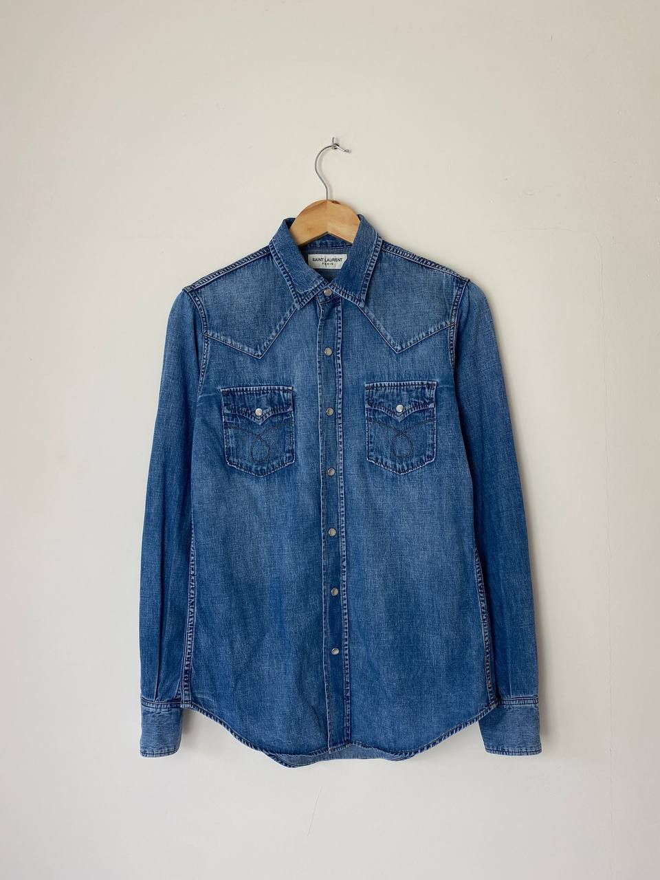 Saint Laurent Paris Western Denim Shirt wearing D.Beckham - Shirts 