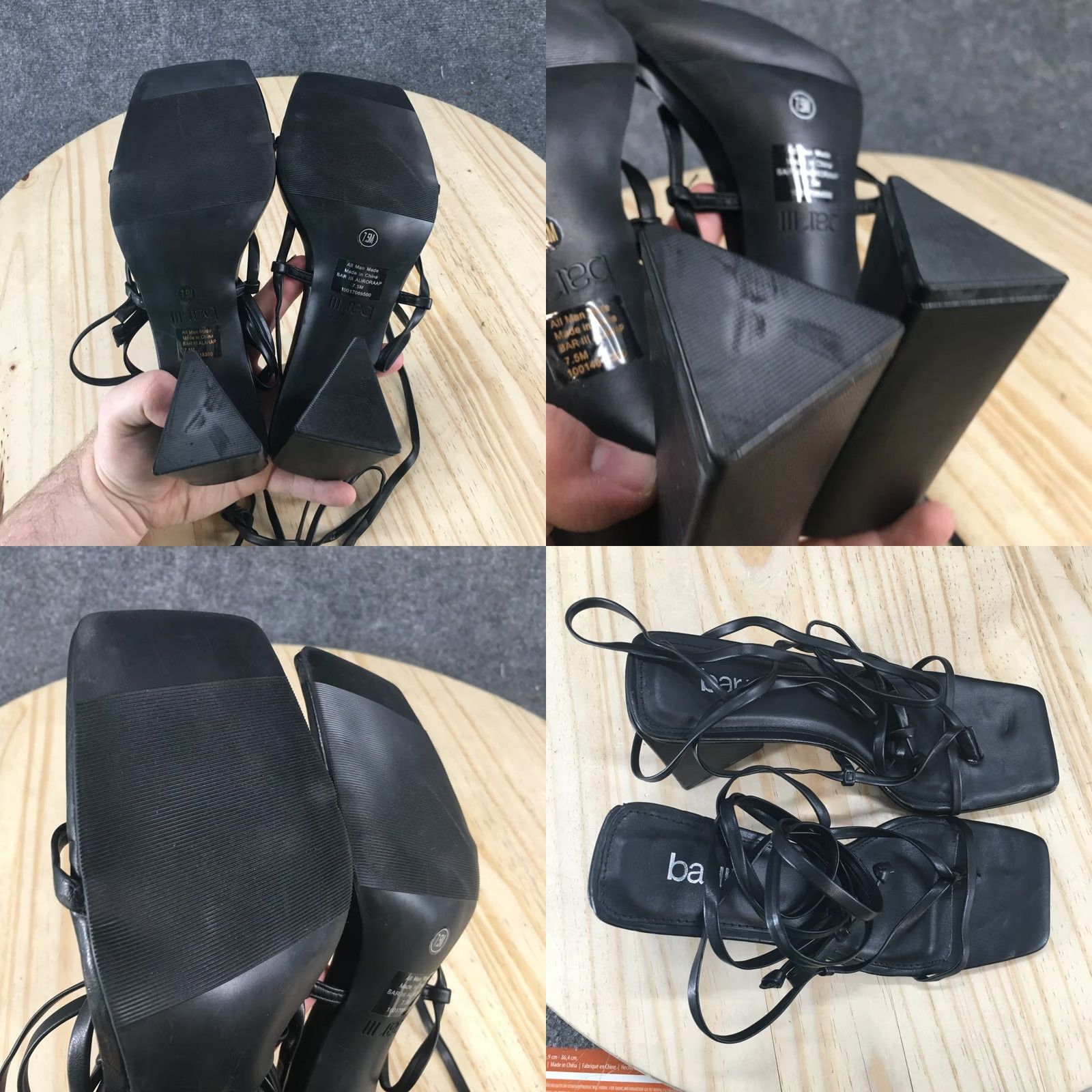 Bar III Bar III Womens Sandal Alanap Chunky Strappy Black Faux Leather Casual 7.5 M NEW Size US 8 / IT 38 - 10 Thumbnail