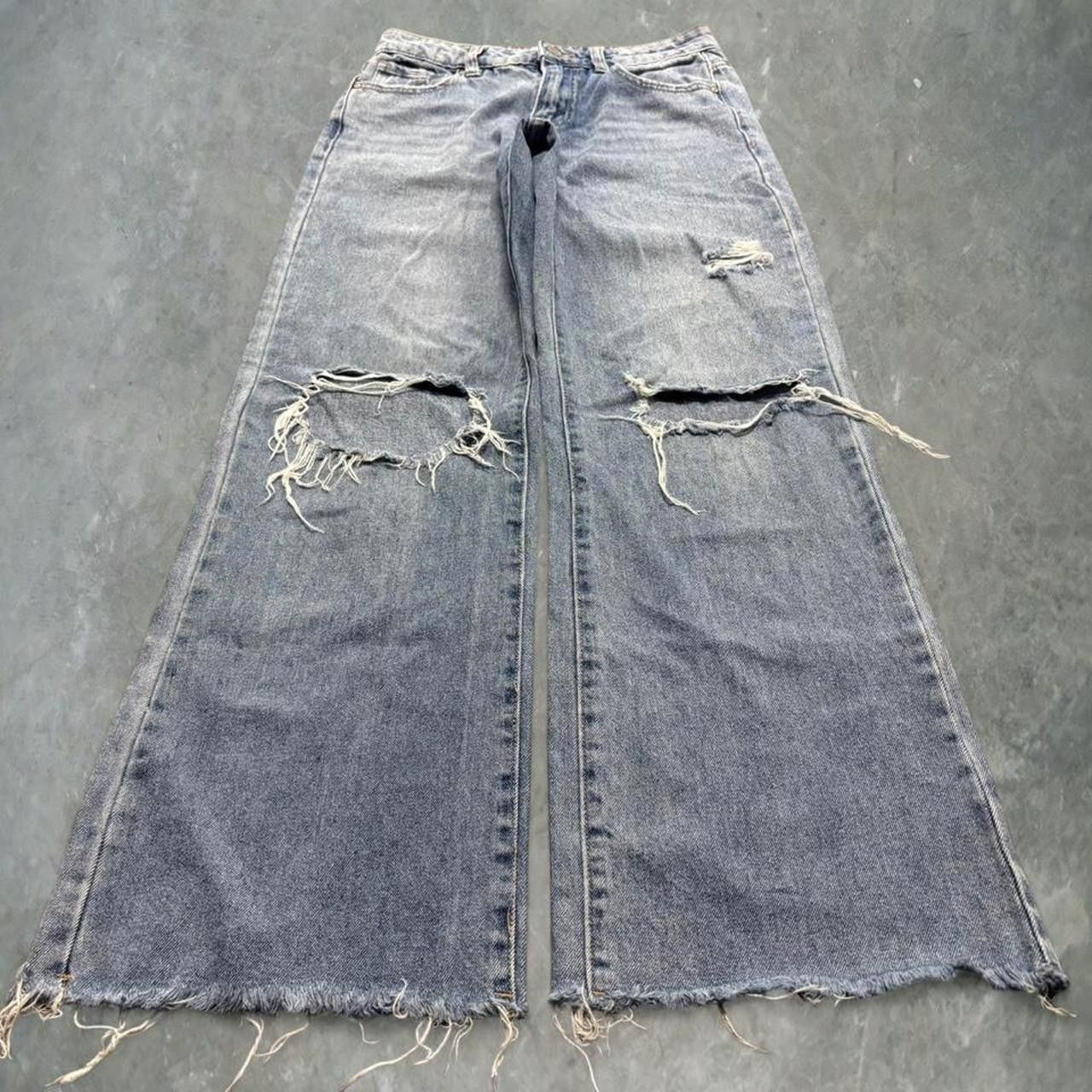 Rsq Crazy Vintage Y2K/2000s WideLeg Baggy RSQ Ripped Skater Style Medium Wash Denim Jeans! Size 24" / US 00 / IT 34 - 1 Thumbnail