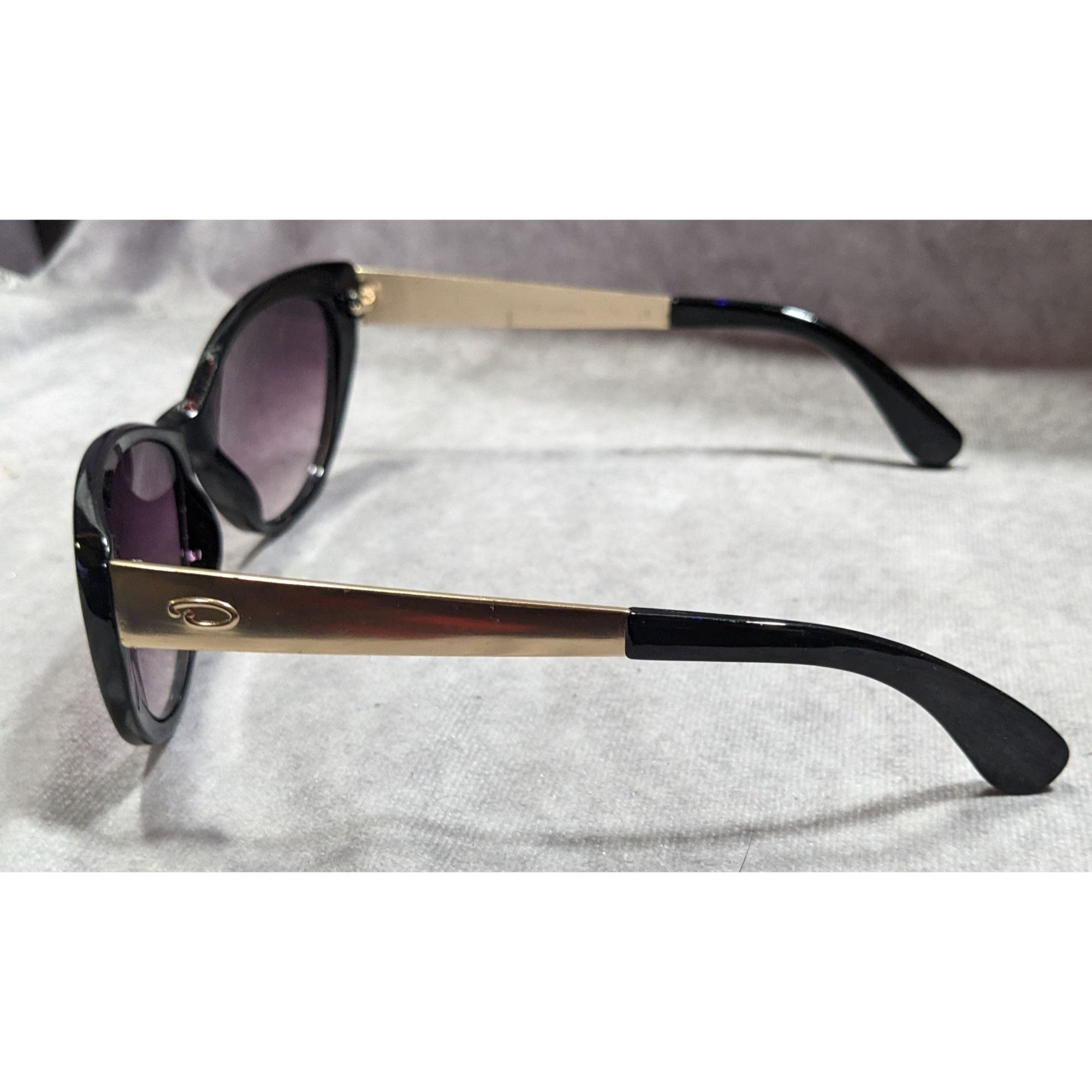 Oscar De La Renta Oscar De La Renta Black And Gold Tone Sunglasses With Purple Size ONE SIZE - 4 Thumbnail