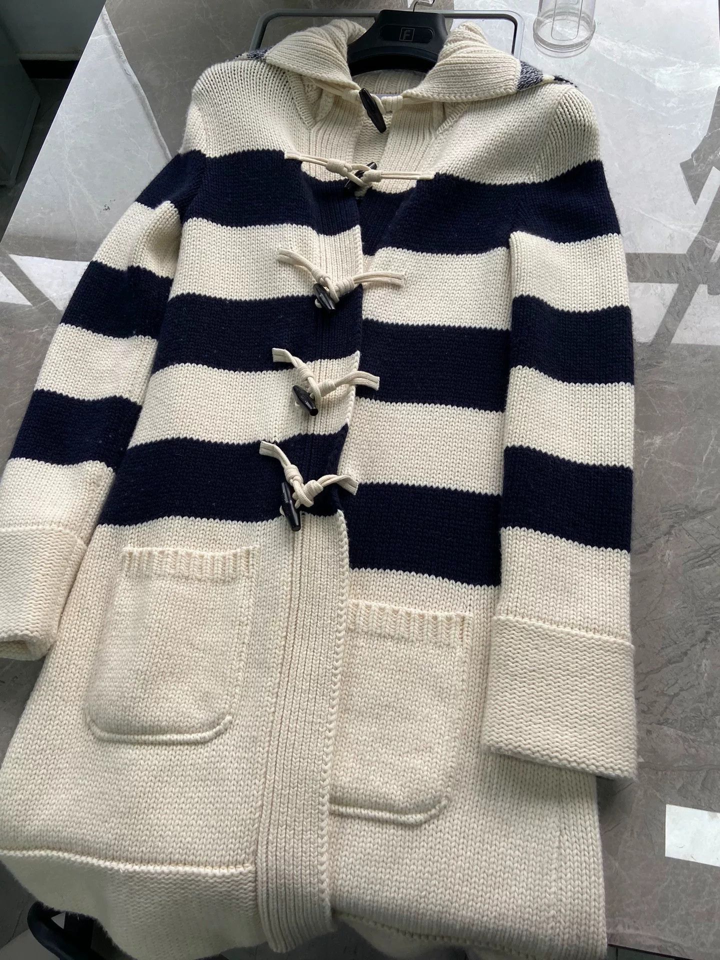 Dior dior striped knitted coat with hood Size US M / EU 48-50 / 2 - 1 Thumbnail
