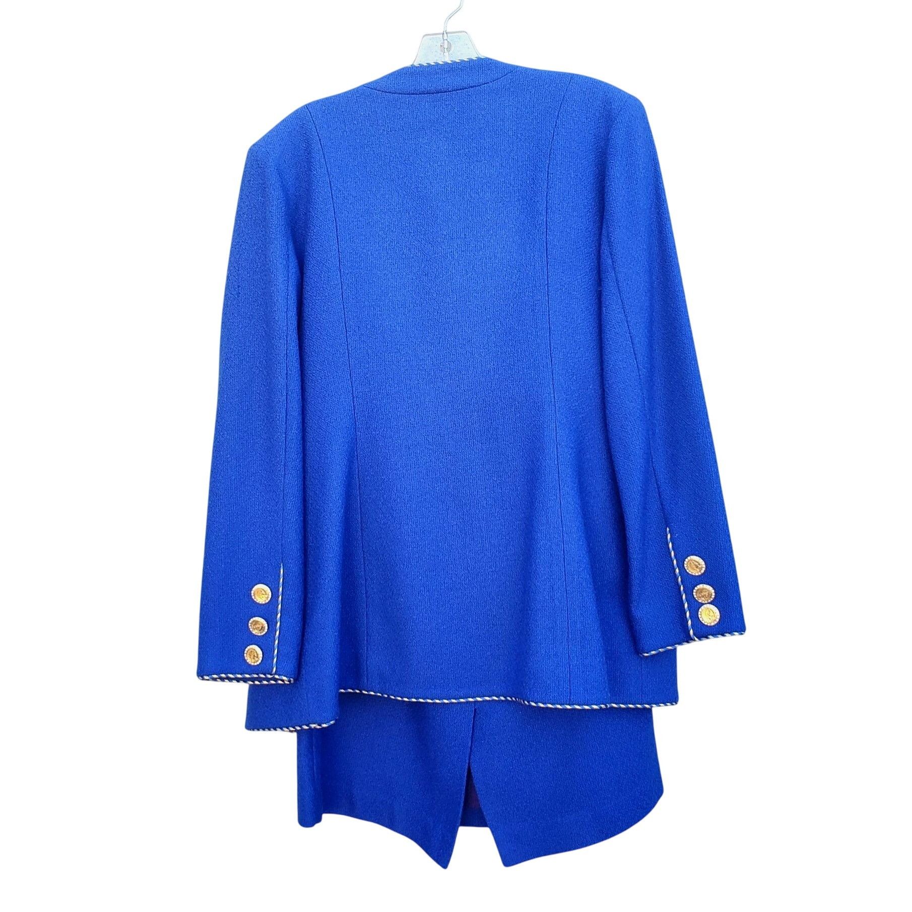 Vintage Vintage 80s Electric Blue Wool Power Skirt Suit L XL Rhinest Size XL / US 12-14 / IT 48-50 - 8 Thumbnail