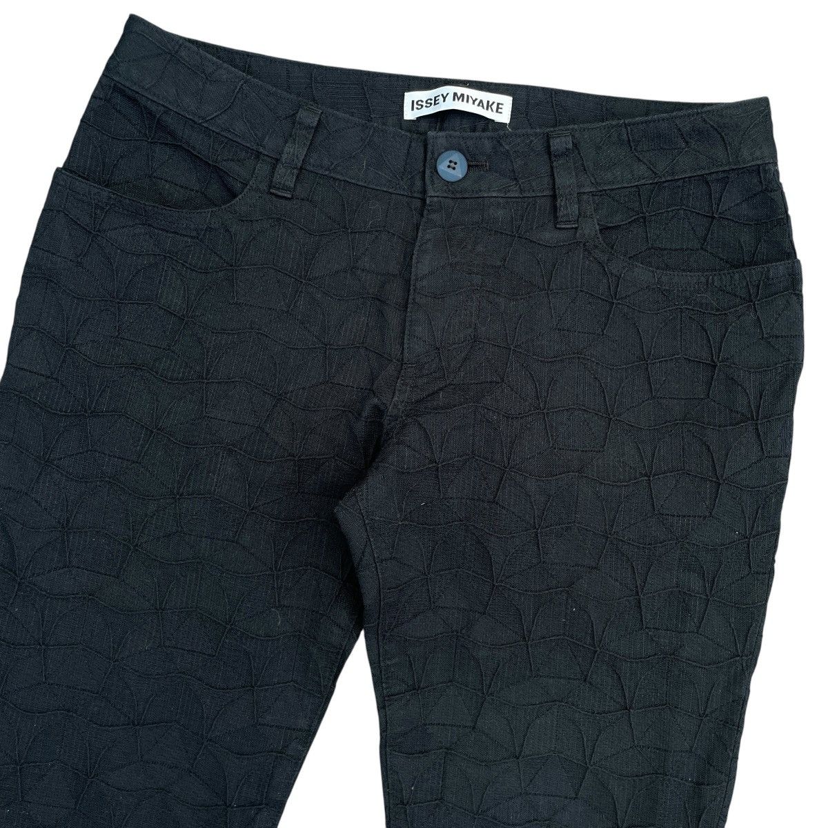 Issey Miyake × Vintage Issey Miyake - Geometric Jacquard Pants Black Size 29" - 3 Thumbnail
