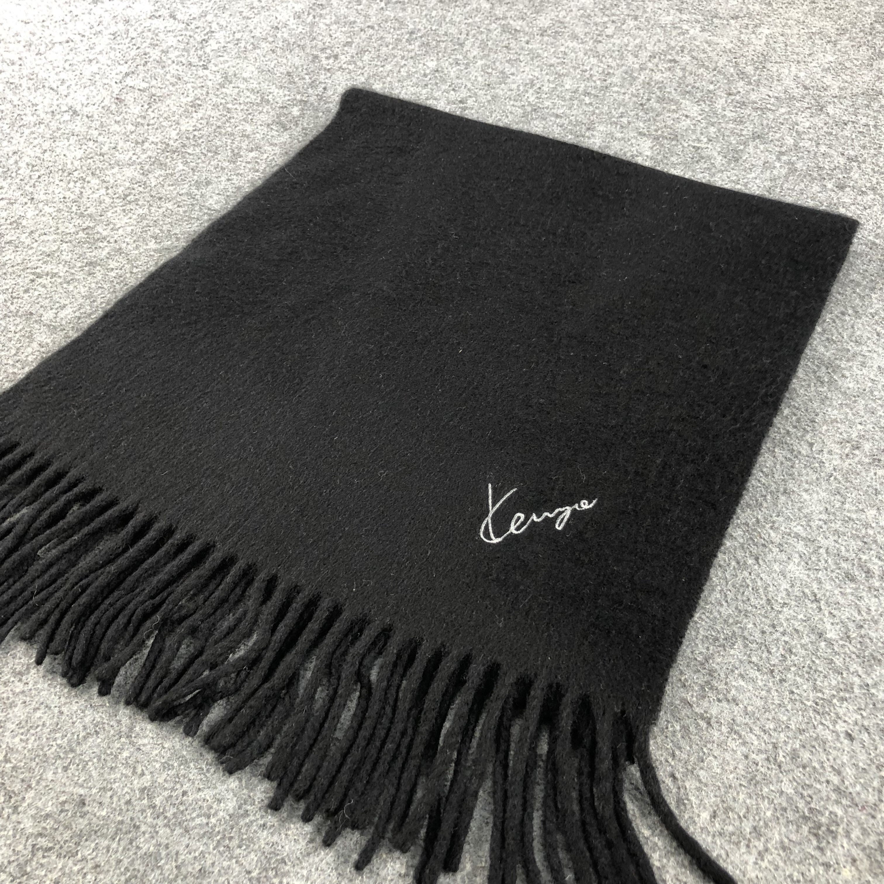 Kenzo Kenzo Plain Black Cashmere Scarf Muffler V646 Size ONE SIZE - 3 Thumbnail