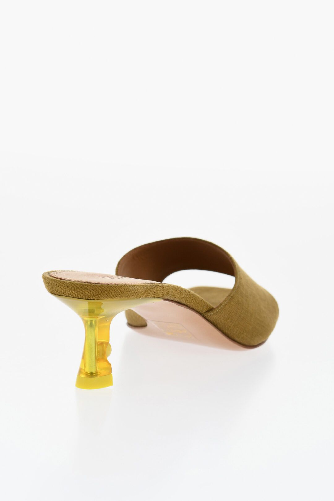 Off-White og1mm1125 Open-Toe Linen Blend Lollipop Mules in Olive Green Size US 7 / IT 37 - 3 Thumbnail