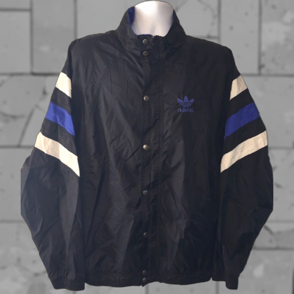 Adidas VINTAGE Adidas Jacket, Full Zip, Black, Mens XL, Athletic, Regular, Outer Shell Na, Solid, Basic Jacket, Pit to Pit 26 inches Size US XL / EU 56 / 4 - 1 Thumbnail