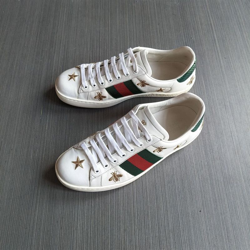 Gucci Gucci Ace Leather Embroidered Bee Sneakers 0079 Size US 8.5 / EU 41-42 - 1 Thumbnail
