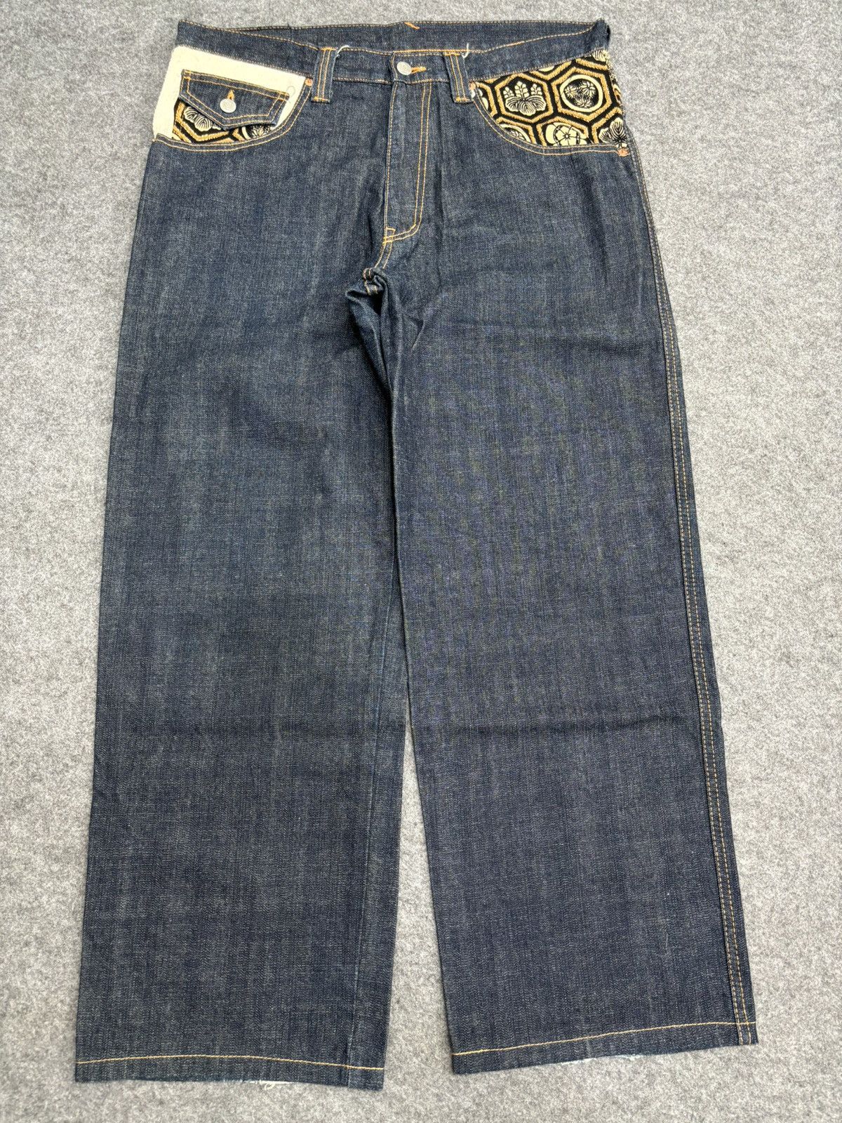 Designer 💥BAGGY💥Rare JUVENILE DELINQUENT X JAPAN BLUE Denim F549 Size US 37 - 15 Thumbnail