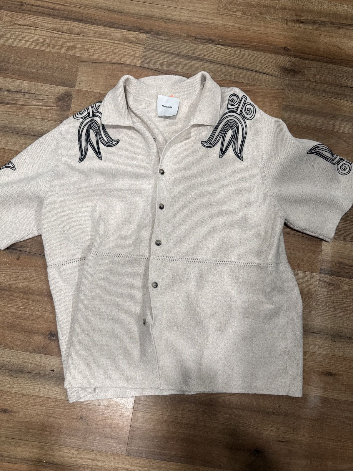 Nanushka Nanushka Embroidered camp-collar cardigan Size US XL / EU 56 / 4 - 1 Thumbnail