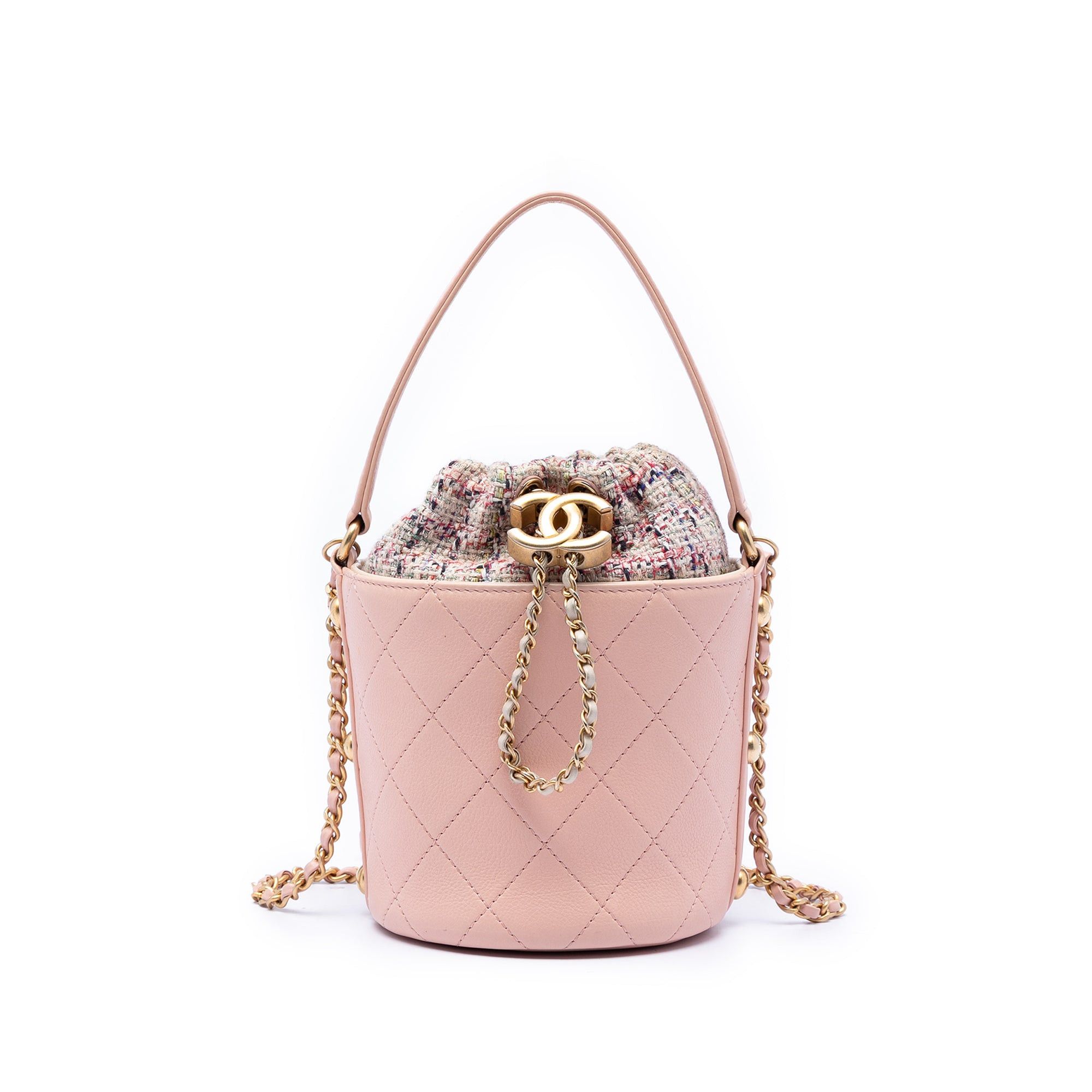Chanel Small CC Calfskin and Tweed Drawstring Bucket Bag Size ONE SIZE - 1 Thumbnail