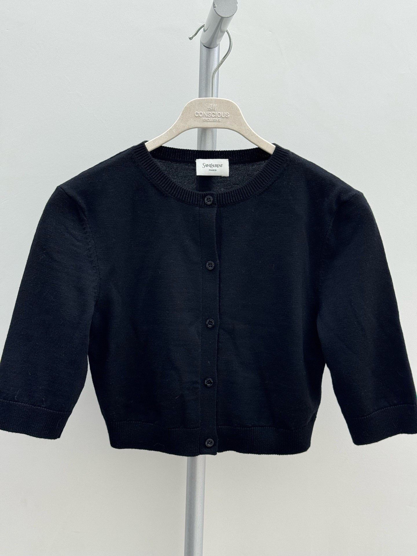 Saint Laurent Paris Saint Laurent Black Short Cardigan. Size S / US 4 / IT 40 - 1 Thumbnail