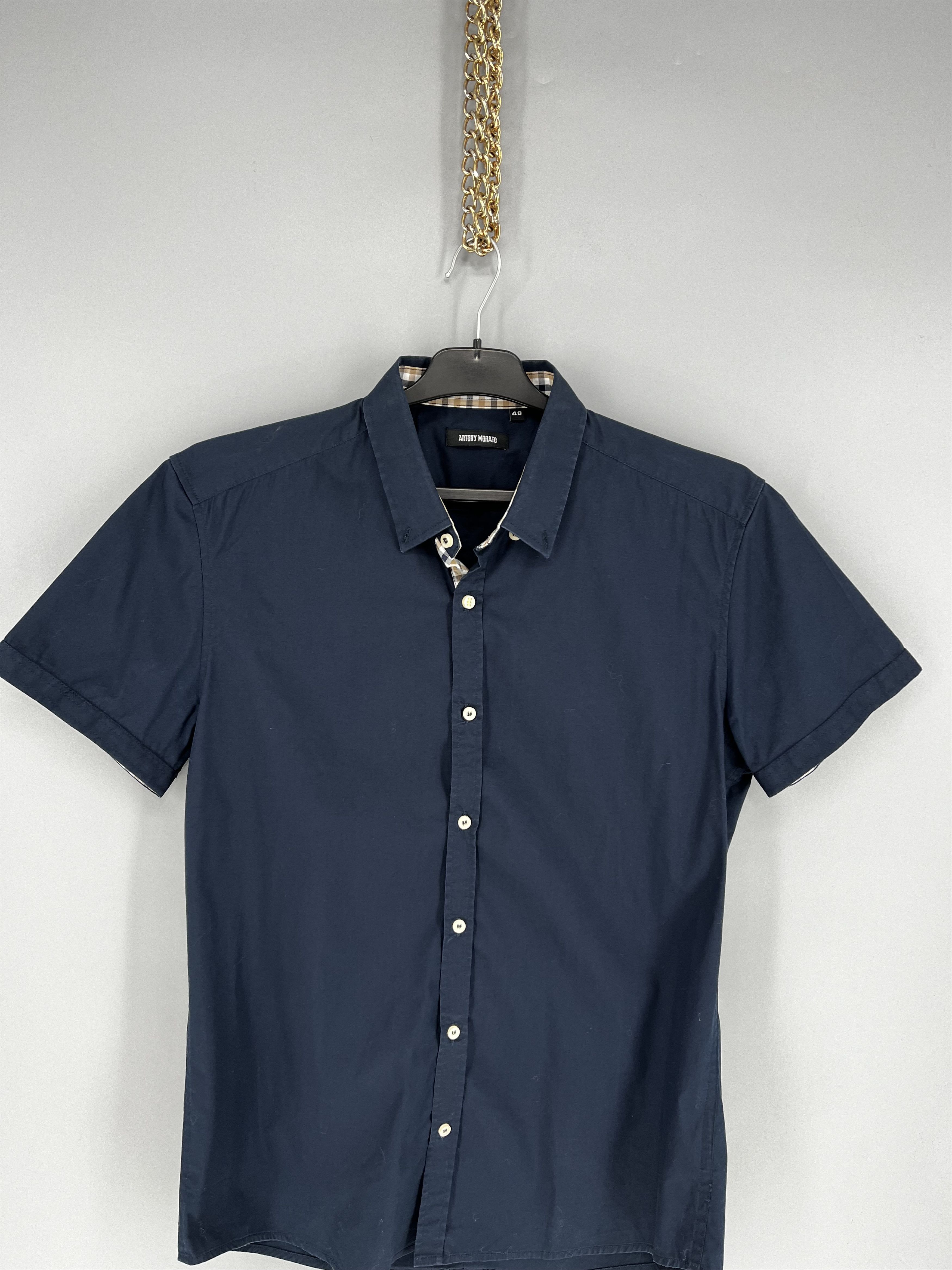 Antony Morato MENS ANTONY MORATO Slim Navy Black Button Casual Dress Shirt Size US M / EU 48-50 / 2 - 6 Thumbnail