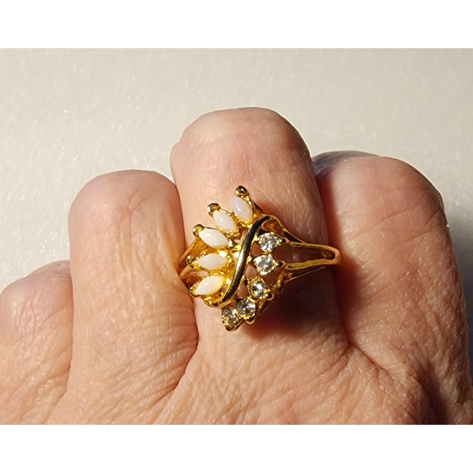 Other Faux Opal & Clear Rhinestones Cocktail Ring - Size 8.5 Size ONE SIZE - 5 Thumbnail