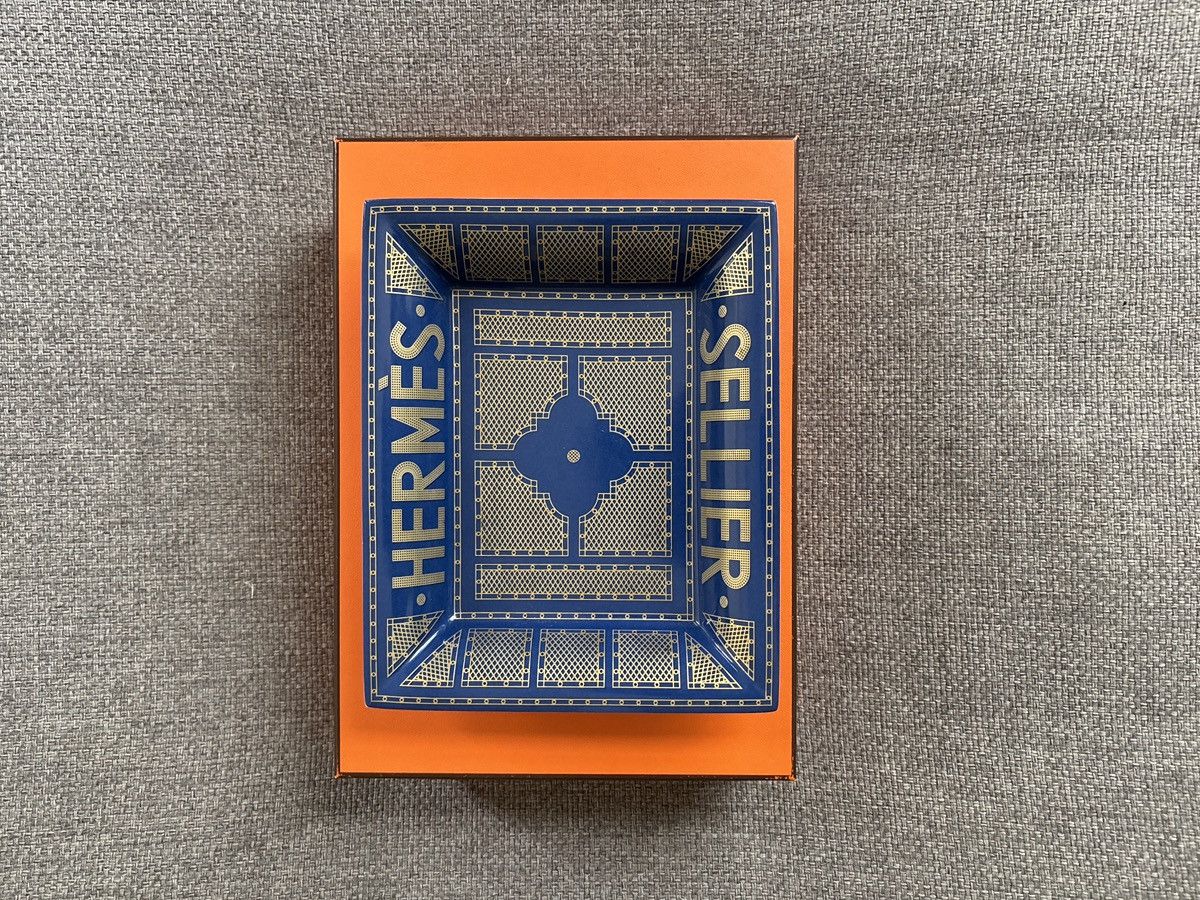 Hermes Hermes Blue & Gold Porcelain Sellier Tray Size ONE SIZE - 3 Thumbnail