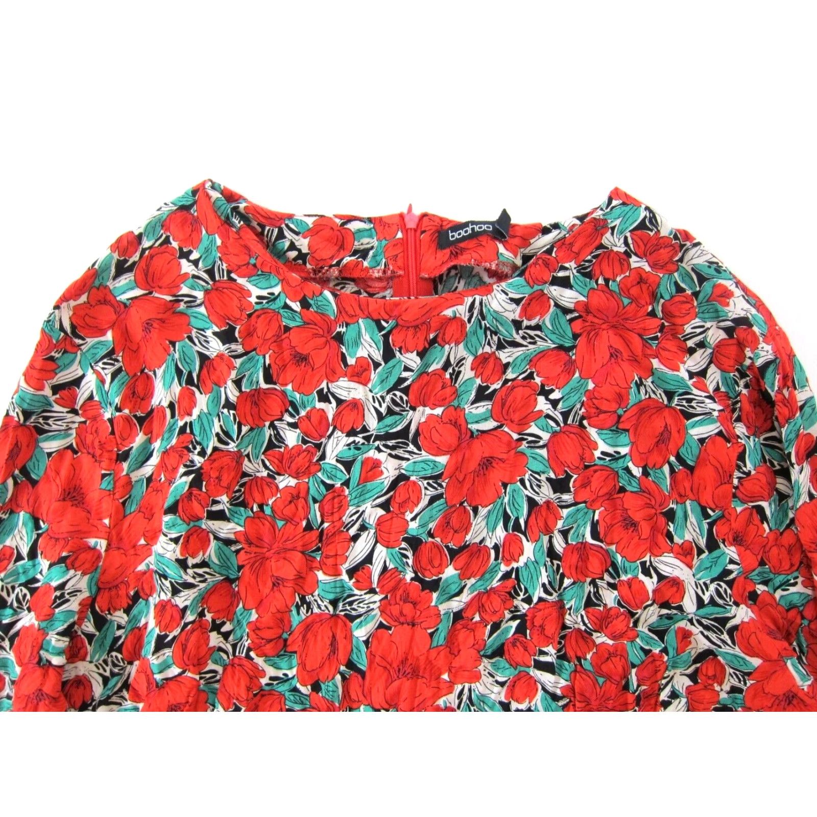 Boohoo Boohoo Dress Narrowing: Red Boohoo 100% Rayon Tulip Floral Long Sleeve Tunic Smock Dress US 18 Size XXL / US 16-18 / IT 52-54 - 3 Thumbnail