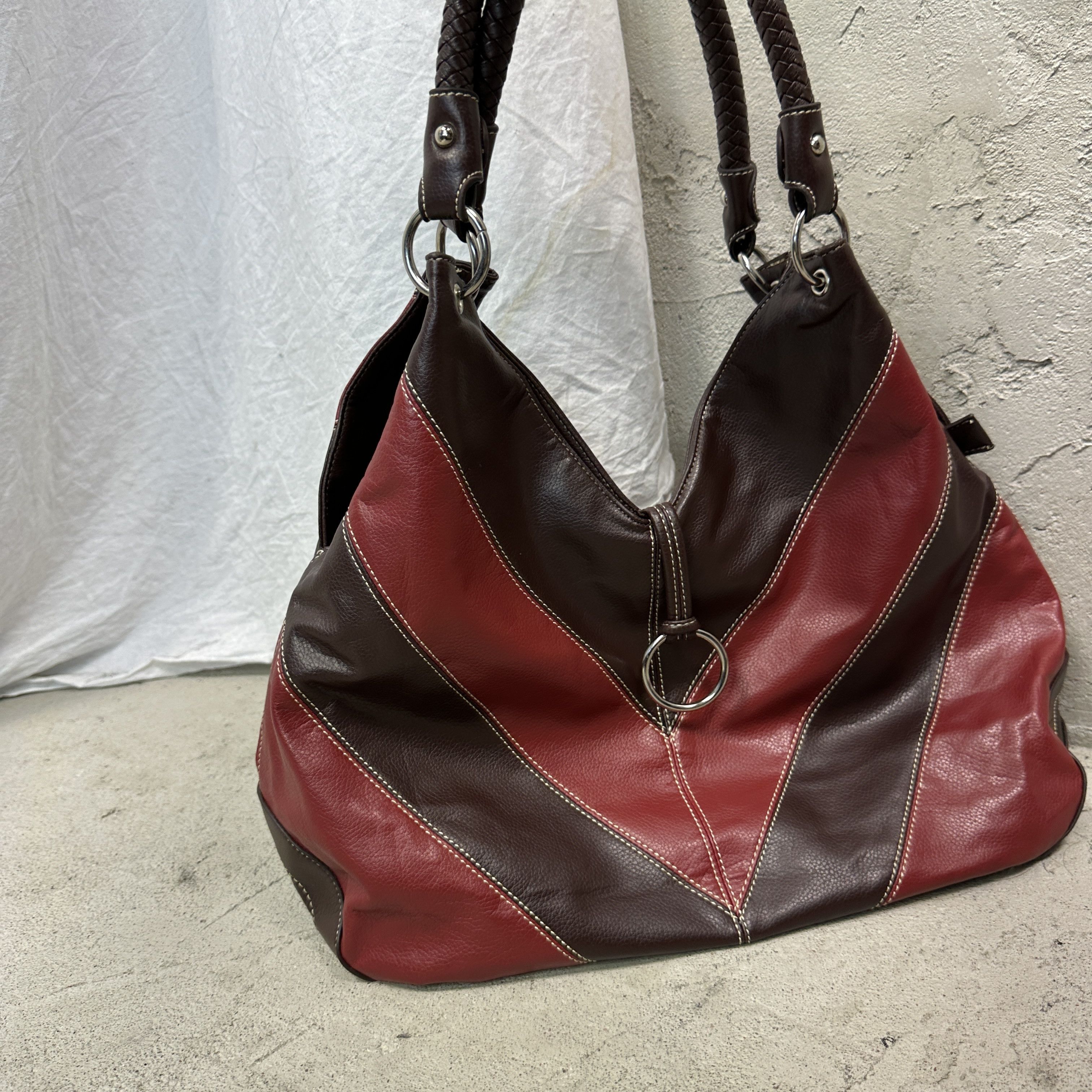 Vintage Vintage Striped Leather Boho Bag Y2K Size ONE SIZE - 2 Thumbnail