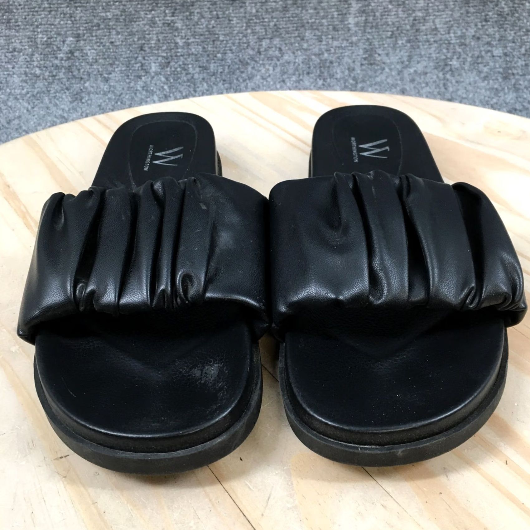 Worthington Worthington Sandals Womens 8.5 M Wor Ginser Ruched Slide Black Slip On Comfort Shoes Size US 9 / IT 39 - 4 Thumbnail