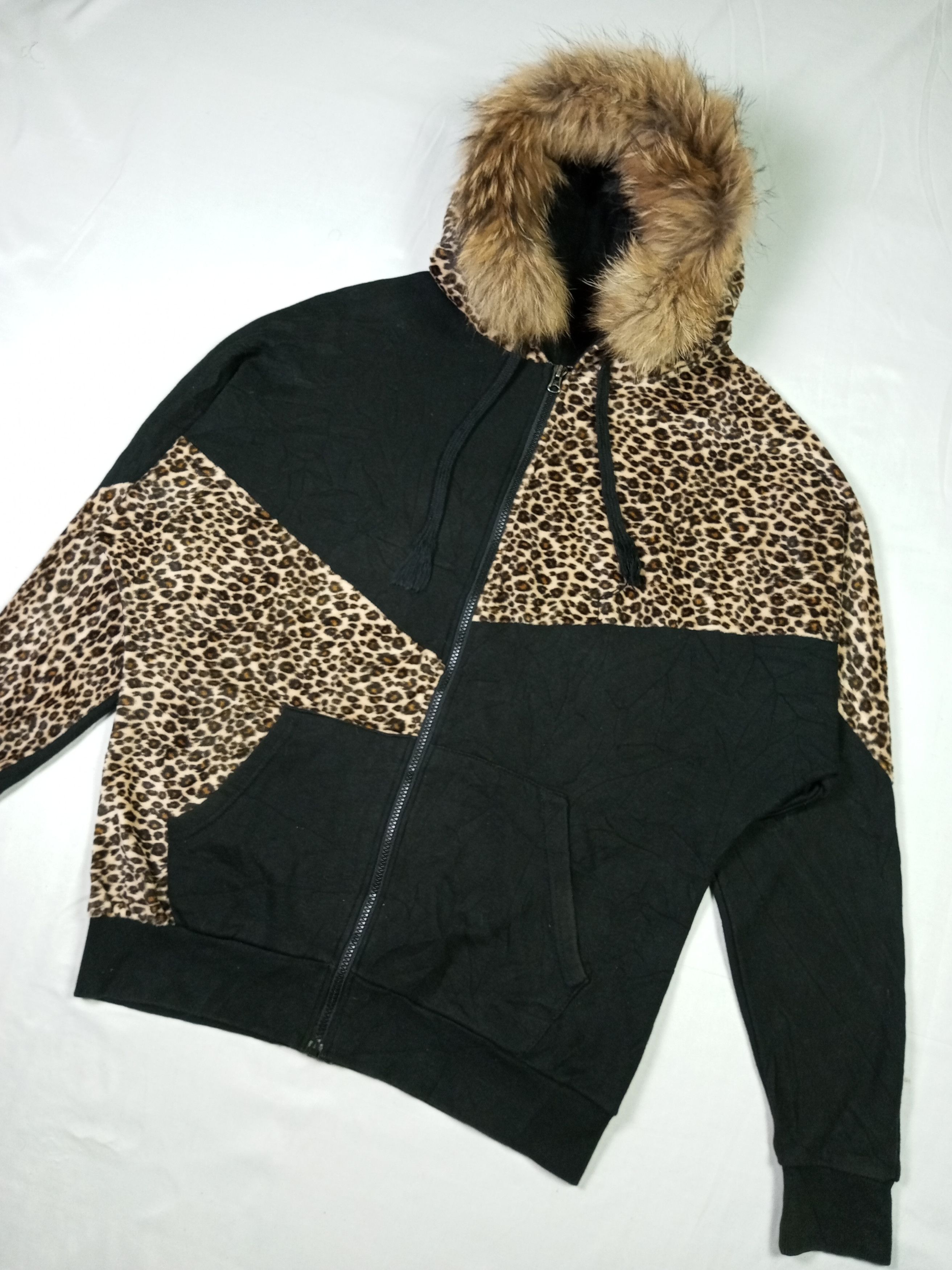 Japanese Brand "NO TAG"Japanese Leopard Zip Fur Hoodie Ifsixwasnine Style Size US L / EU 52-54 / 3 - 2 Thumbnail
