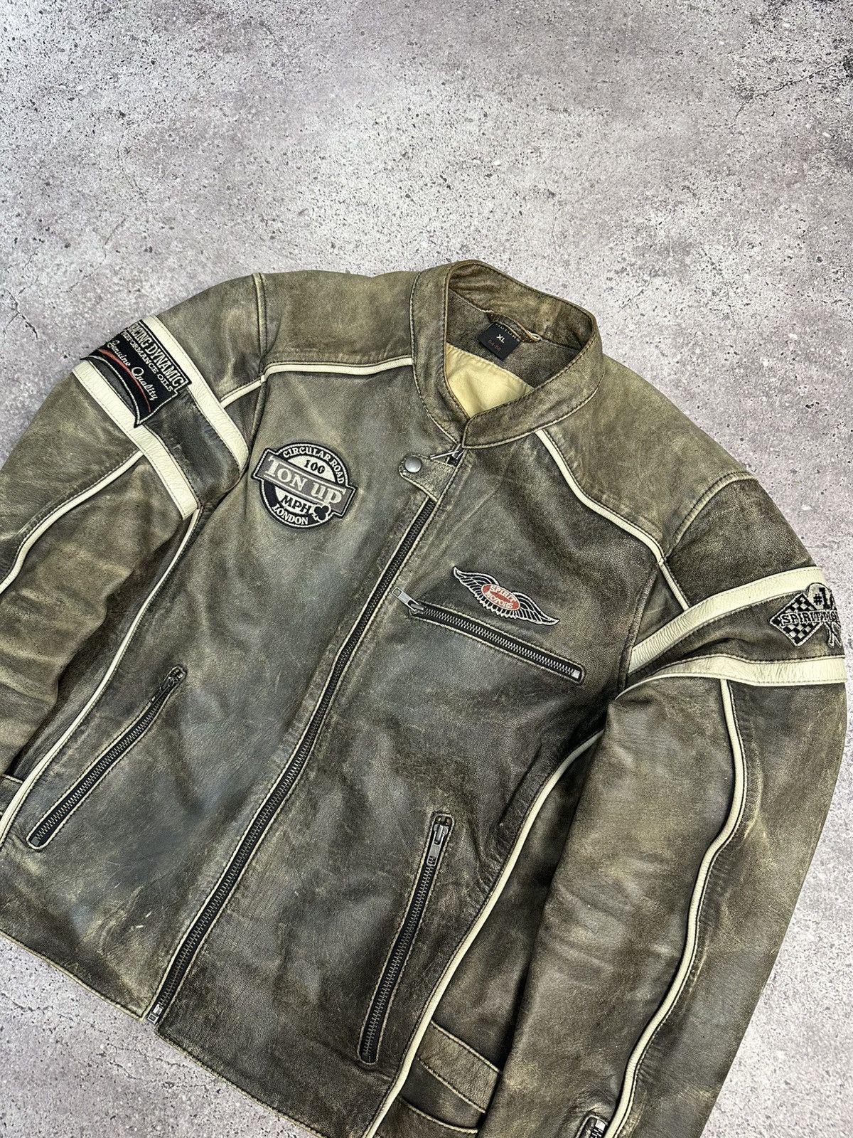 If Six Was Nine Vintage Racing Leather Jacket Biker Spirit Motors Y2K Size US L / EU 52-54 / 3 - 10 Thumbnail