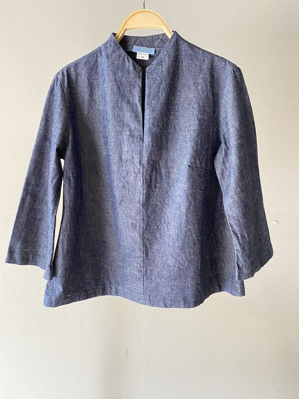 Designer Honore Mandarin Collar Linen Top Size XS / US 0-2 / IT 36-38 - 8 Thumbnail