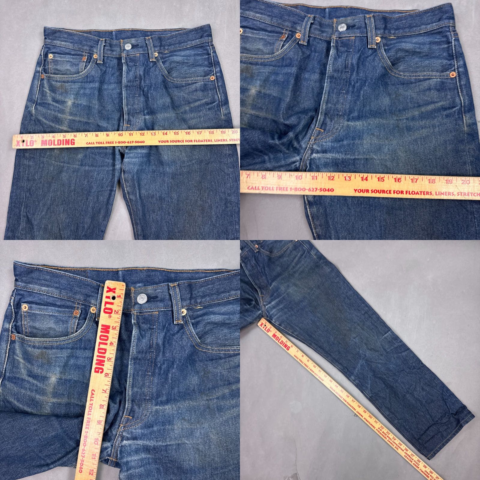 Levi's Levi's 501 Jeans Mens 32x29 Blue Denim Pants Button Fly Straight Classic Wash Medium 90s? No Vintage No Womens Mens Size US 33 - 10 Thumbnail