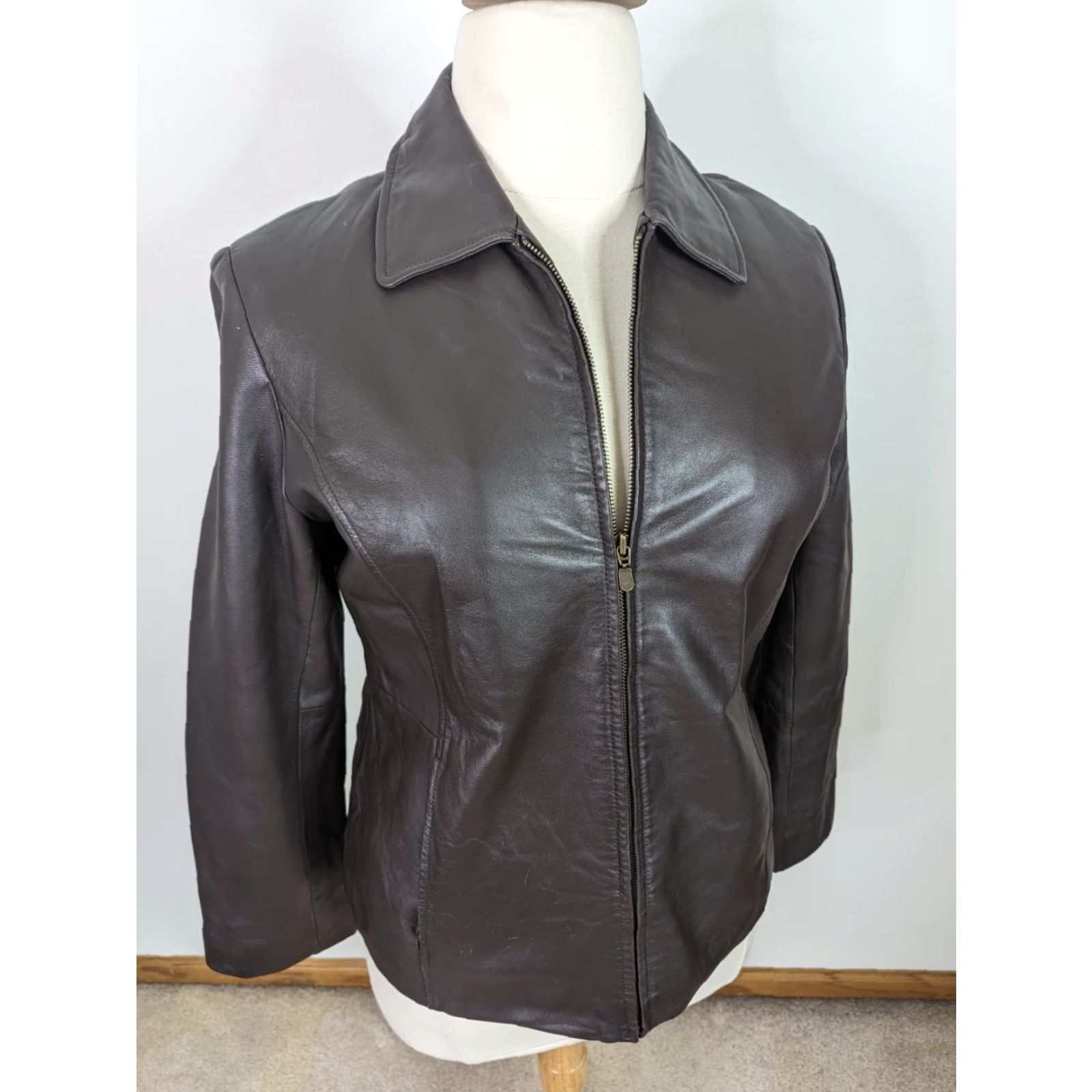 Vintage VINTAGE Brown Soft Leather Moto Biker Motorcycle Full Zip Women's Large Jacket Size L / US 10 / IT 46 - 2 Thumbnail