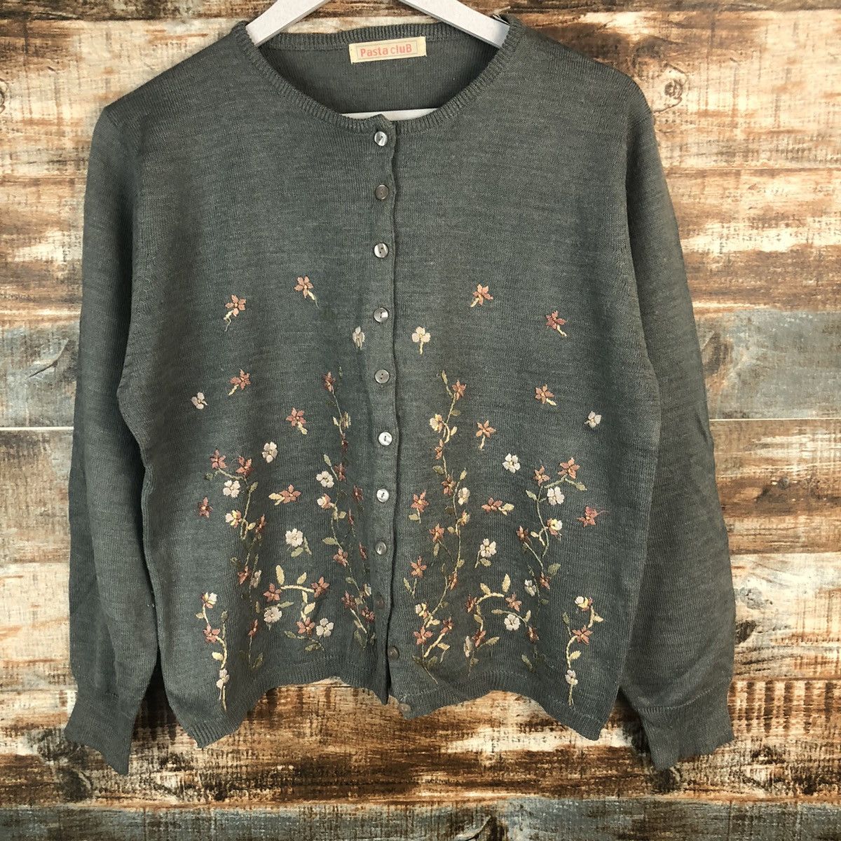 Vintage Pasta Club Grey Patterned vintage knitwear Cardigans #A1455 Size M / US 6-8 / IT 42-44 - 3 Thumbnail