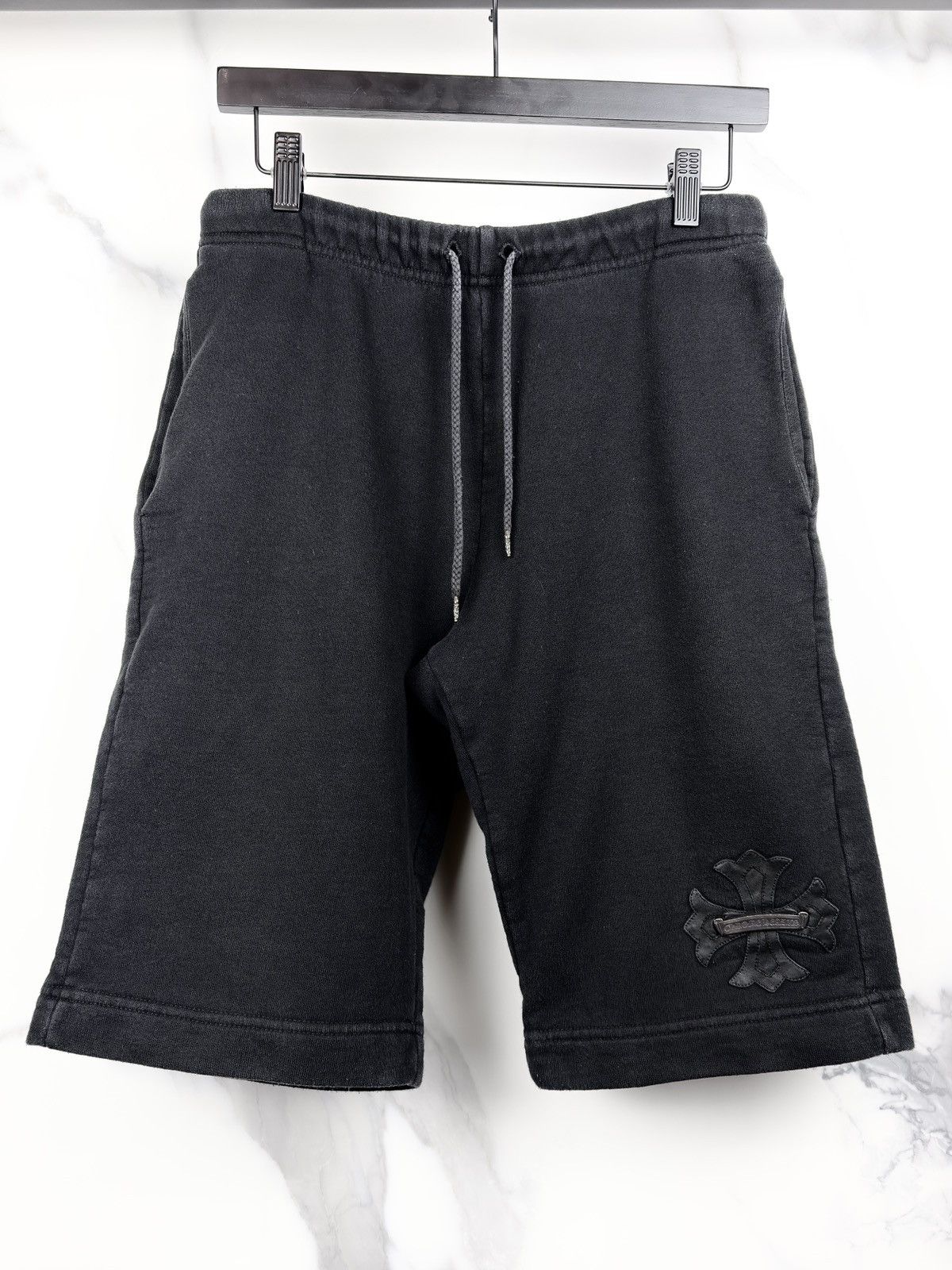 Chrome Hearts Chrome Hearts Leather Plus Cross Patch Silver Scroll Shorts Size US 30 / EU 46 - 1 Thumbnail