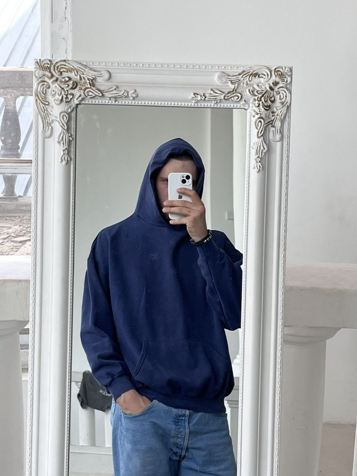 Fruit Of The Loom × Vintage Vintage Fruit of the Loom Faded Blue Hoodie oversized fit Size US XXL / EU 58 / 5 - 4 Thumbnail