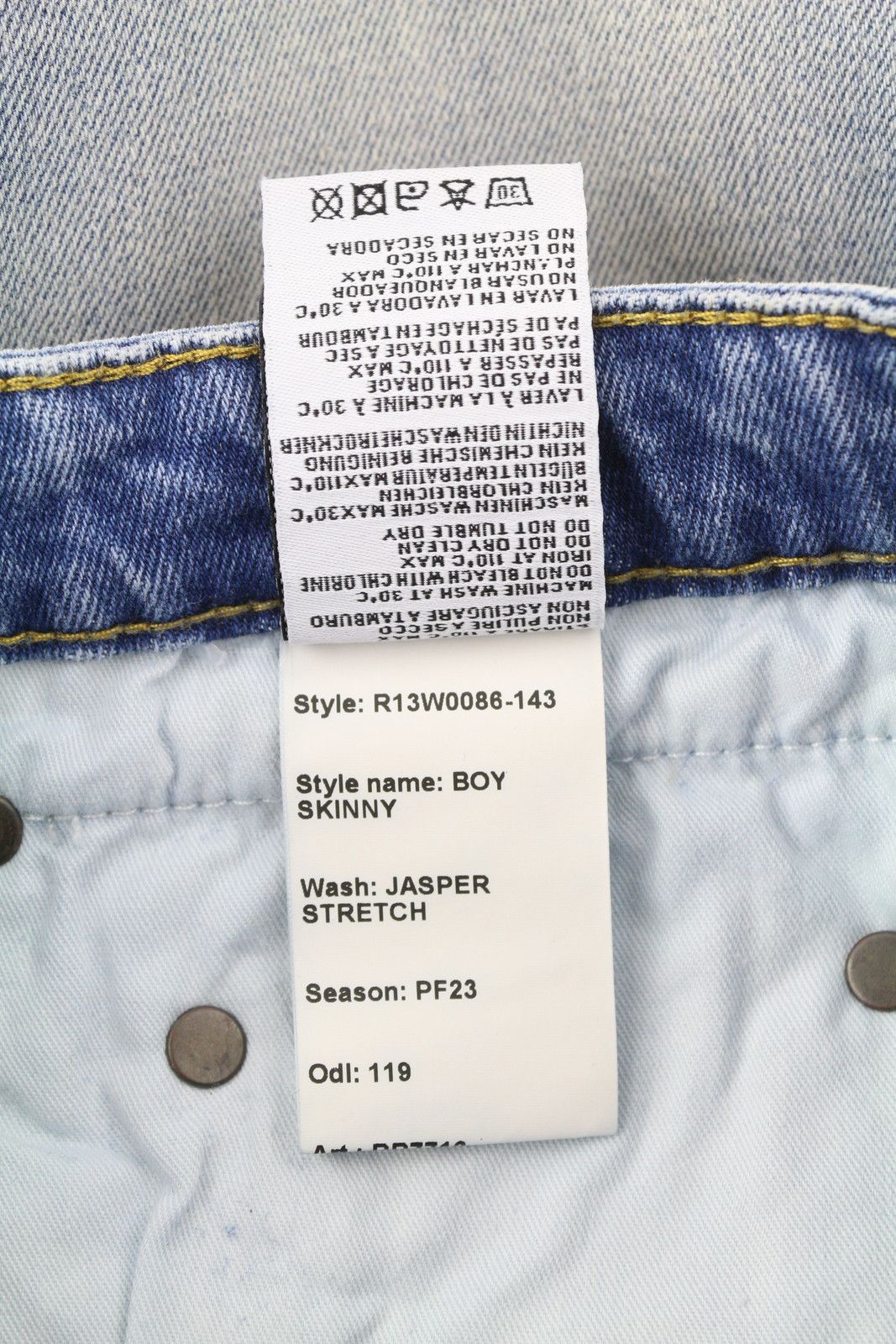 R13 BOY SKINNY 27 Jasper Stretch Washed Faded Ankle 86338 Size 27" / US 4 / IT 40 - 8 Thumbnail